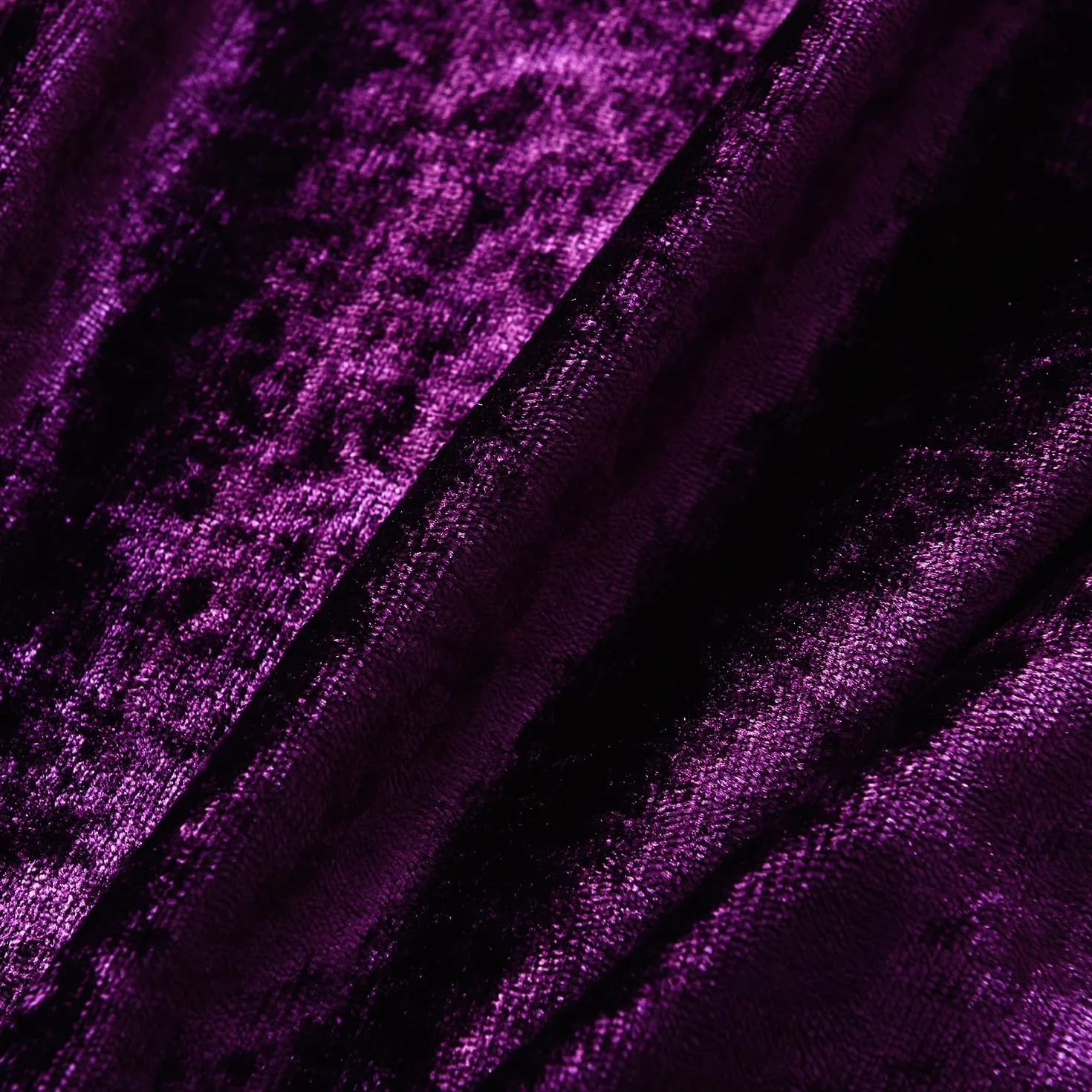 Paire de rideaux en velours écrasé doublés avec anneaux métal 4 cm violet