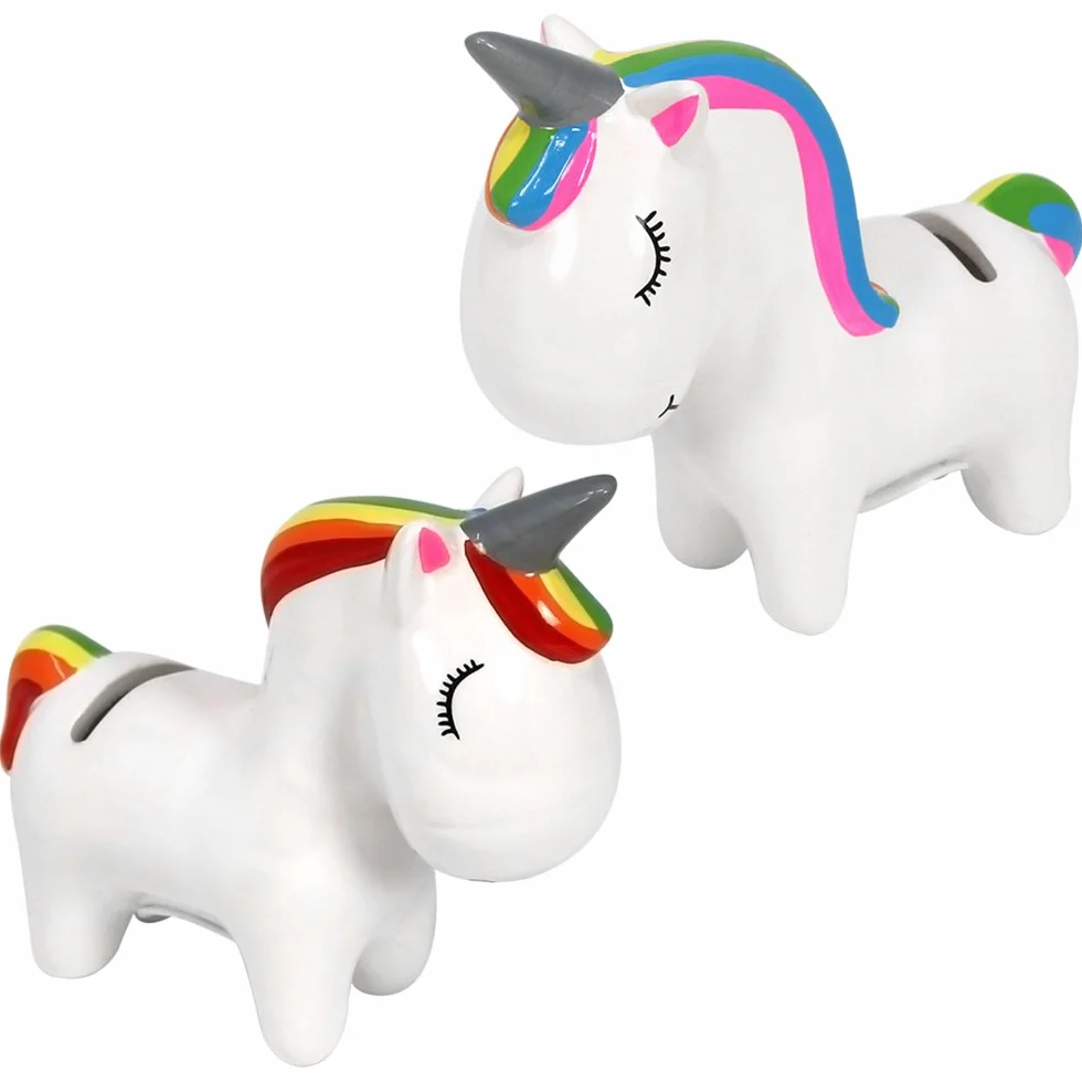 Tirelire en céramique Licorne Magique com-four® 2 pièces avec Fermeture en Caoutchouc