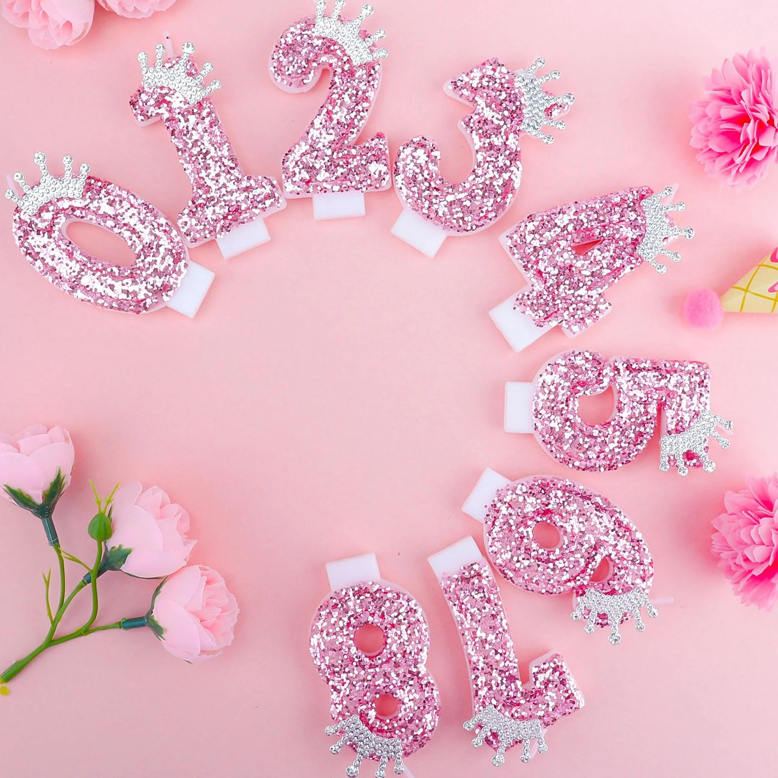 Bougies d'anniversaire 40 ans couronne rose numéro 40 pour filles femmes