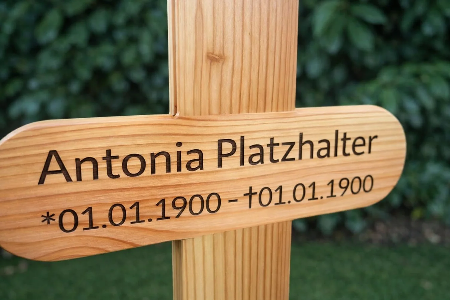 Croix funéraire XXL en bois de mélèze huilé 80 x 40 cm avec gravure laser