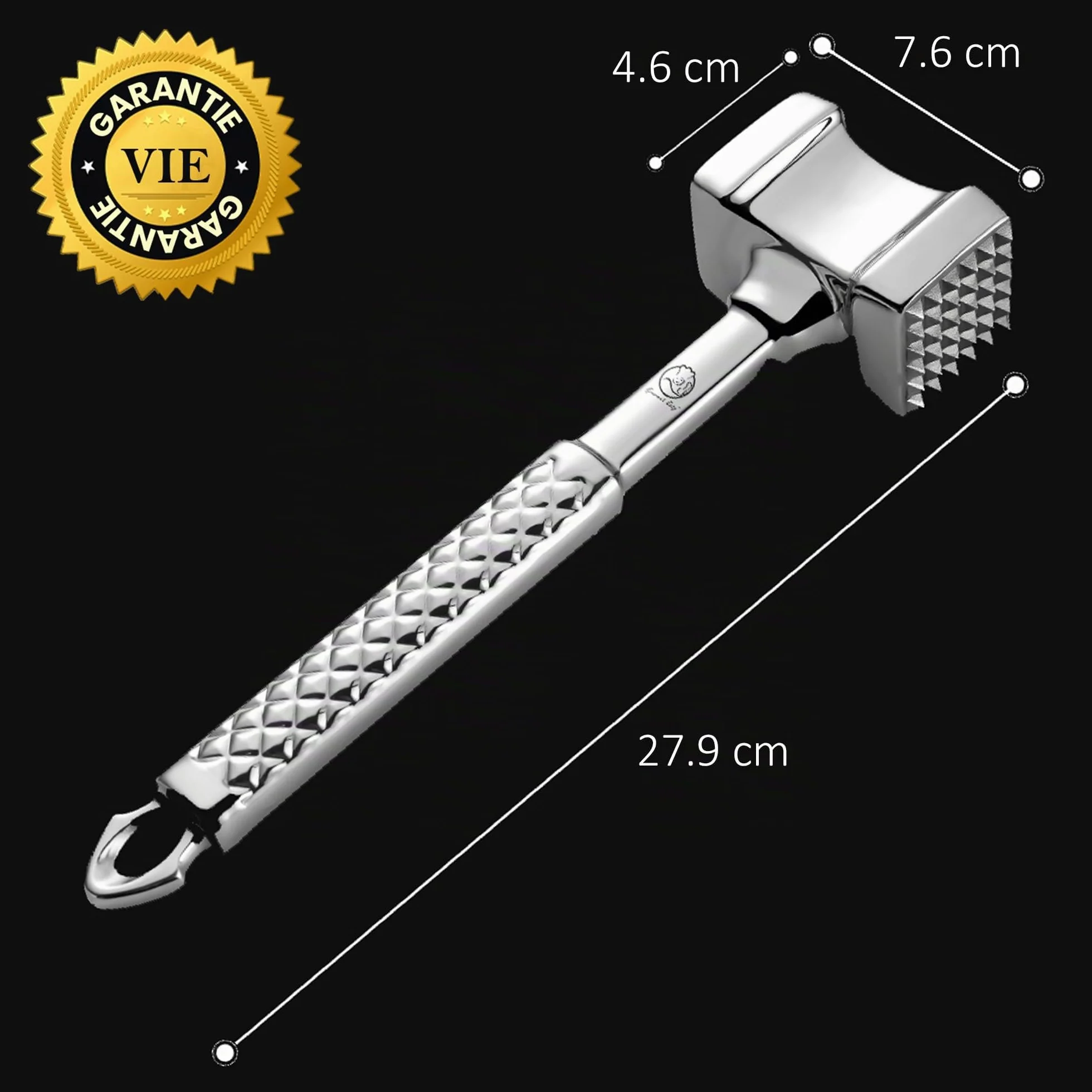 Attendrisseur de viande en inox - Marteau à viande double face professionnel - Gourmet Easy