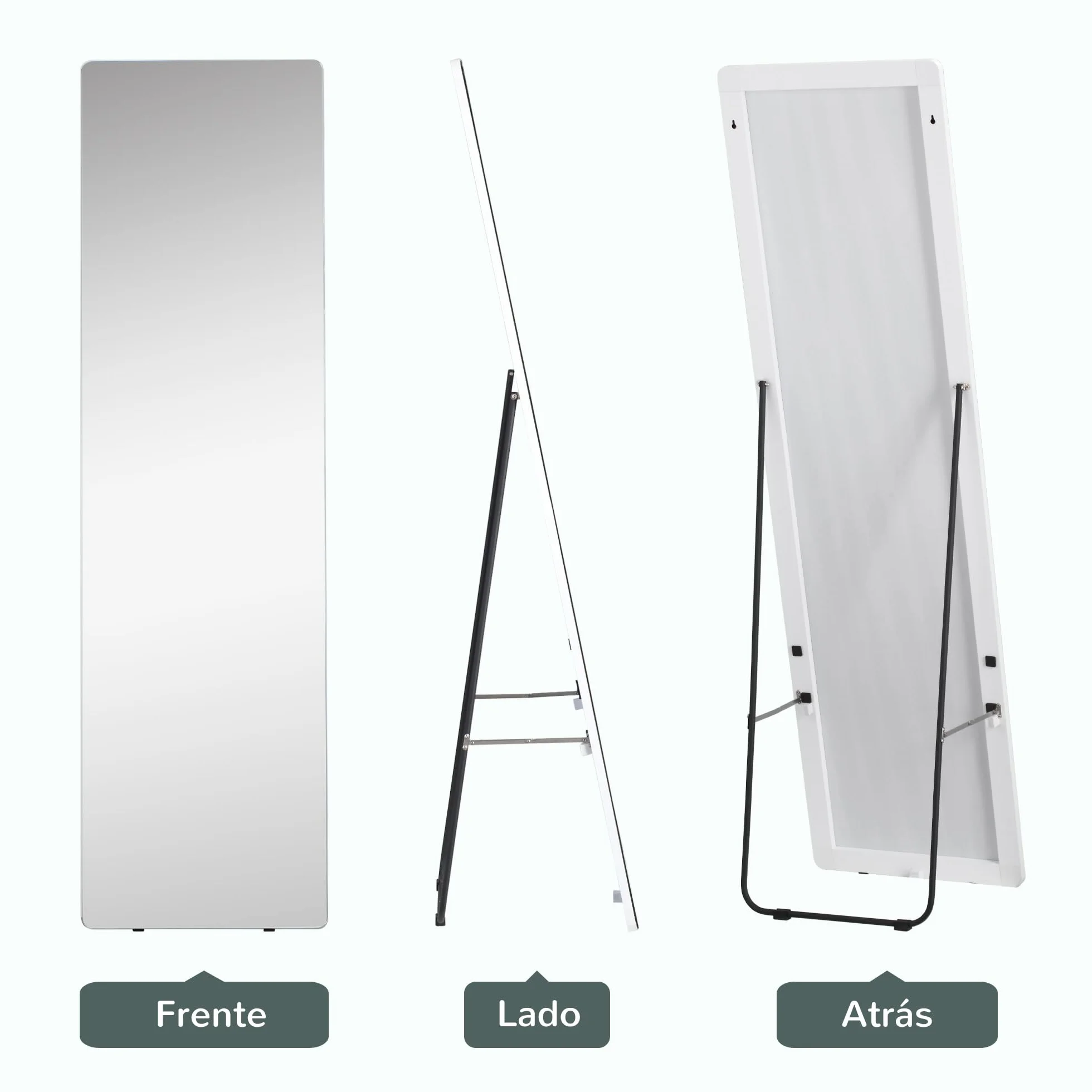 HOMCOM Miroir sur Pied Argenté 45 x 160 cm Mural ou d'Armoire