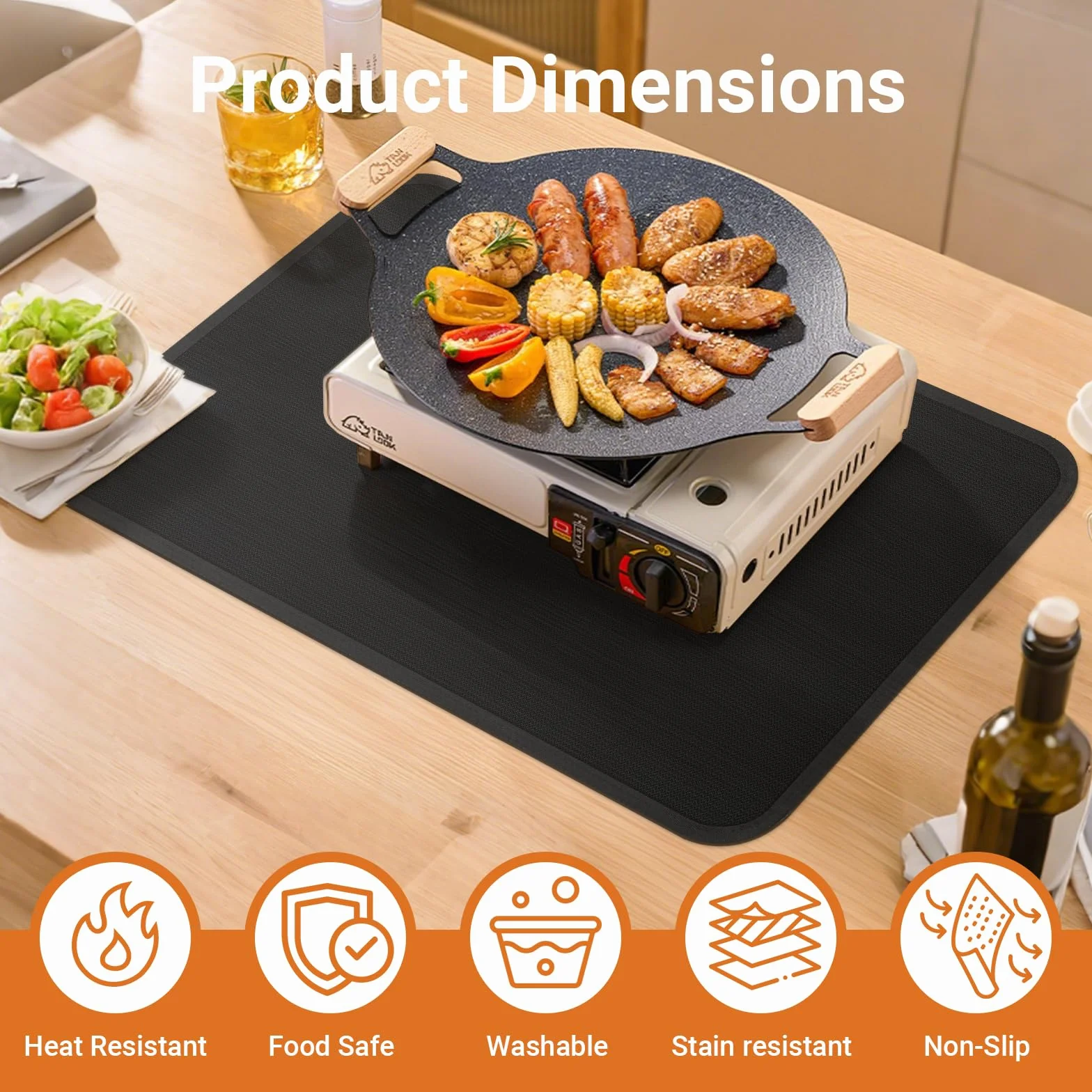 Tapis résistant à la chaleur 60 x 60 cm ignifuge fibre de verre pour cuisine