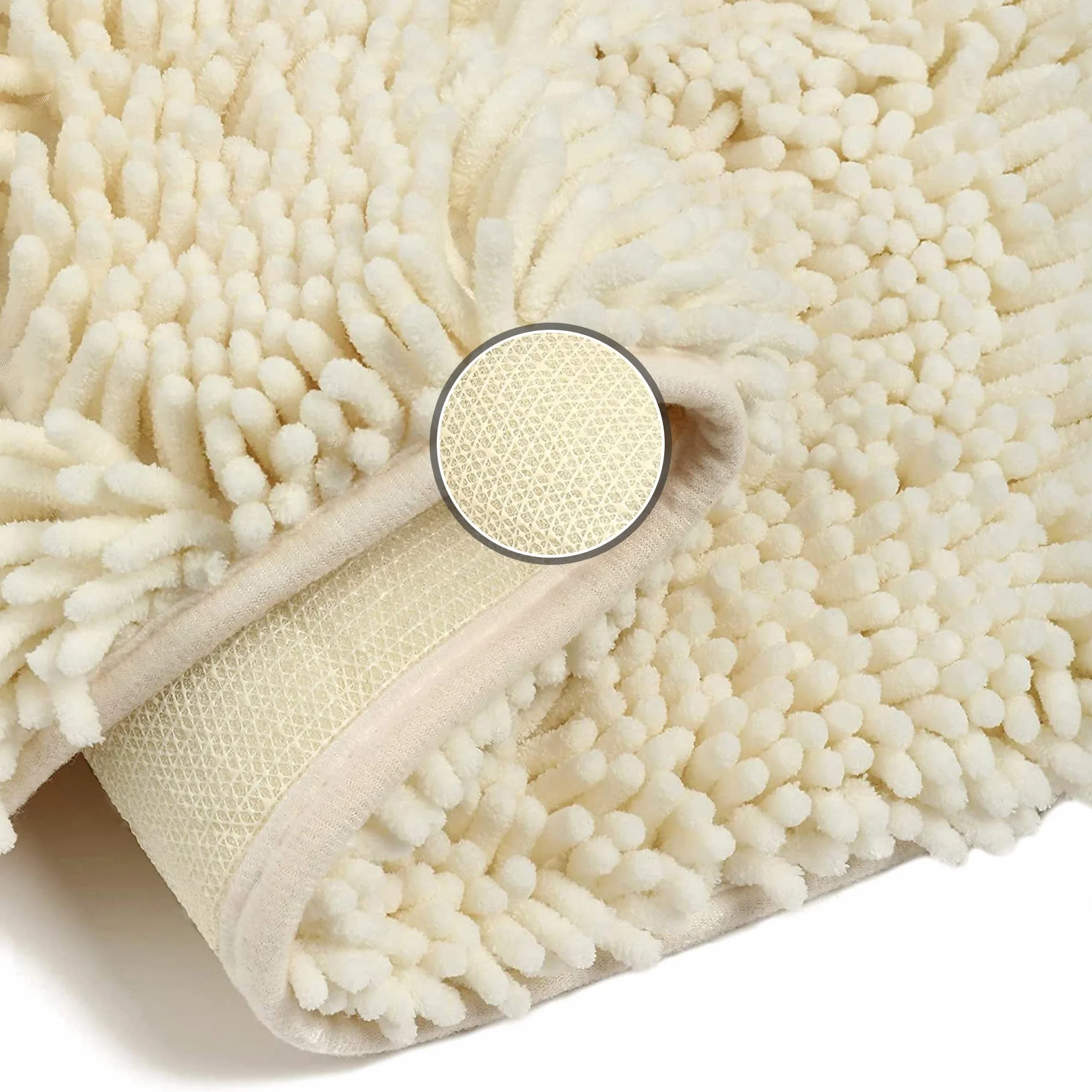 Tapis de Bain en Microfibre 40x60 cm Antidérapant Beige