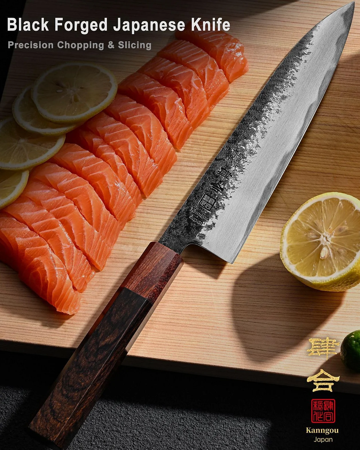 Kanngou Couteau Japonais Gyuto 21 cm Acier Inoxydable AUS-8 Coffret Cadeau