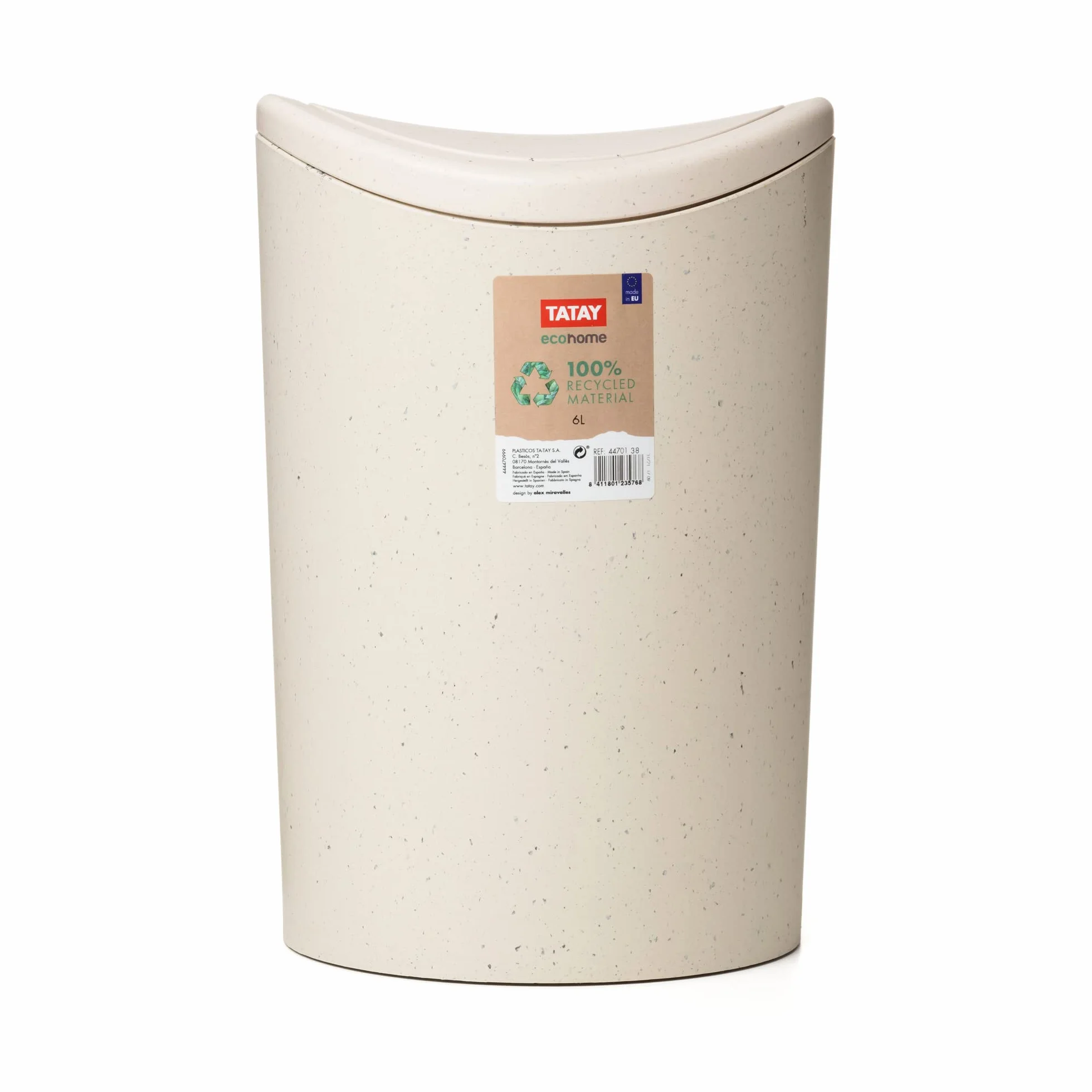 TATAY Poubelle Salle Bain 6L Couvercle Basculant Design Compact Moderne 19x19x28 cm