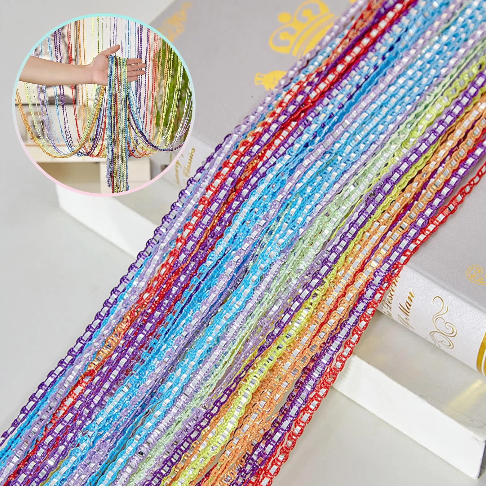 Rideau Anti Mouches pour Porte Extérieur et Intérieur 100 x 200 cm, Rideaux à Cordes Moustiquaire Divise-Pièce Coloré