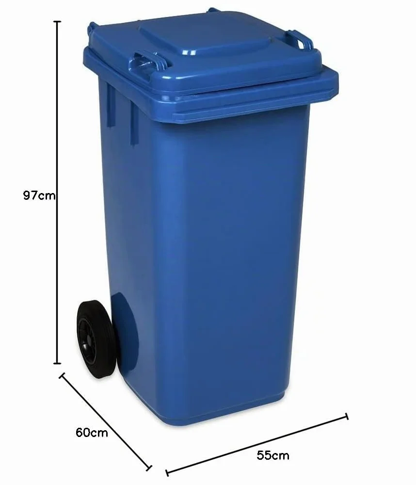 JESTIC Poubelle à roulettes 120 Litres Tri Selectif Haut XXL Bleu