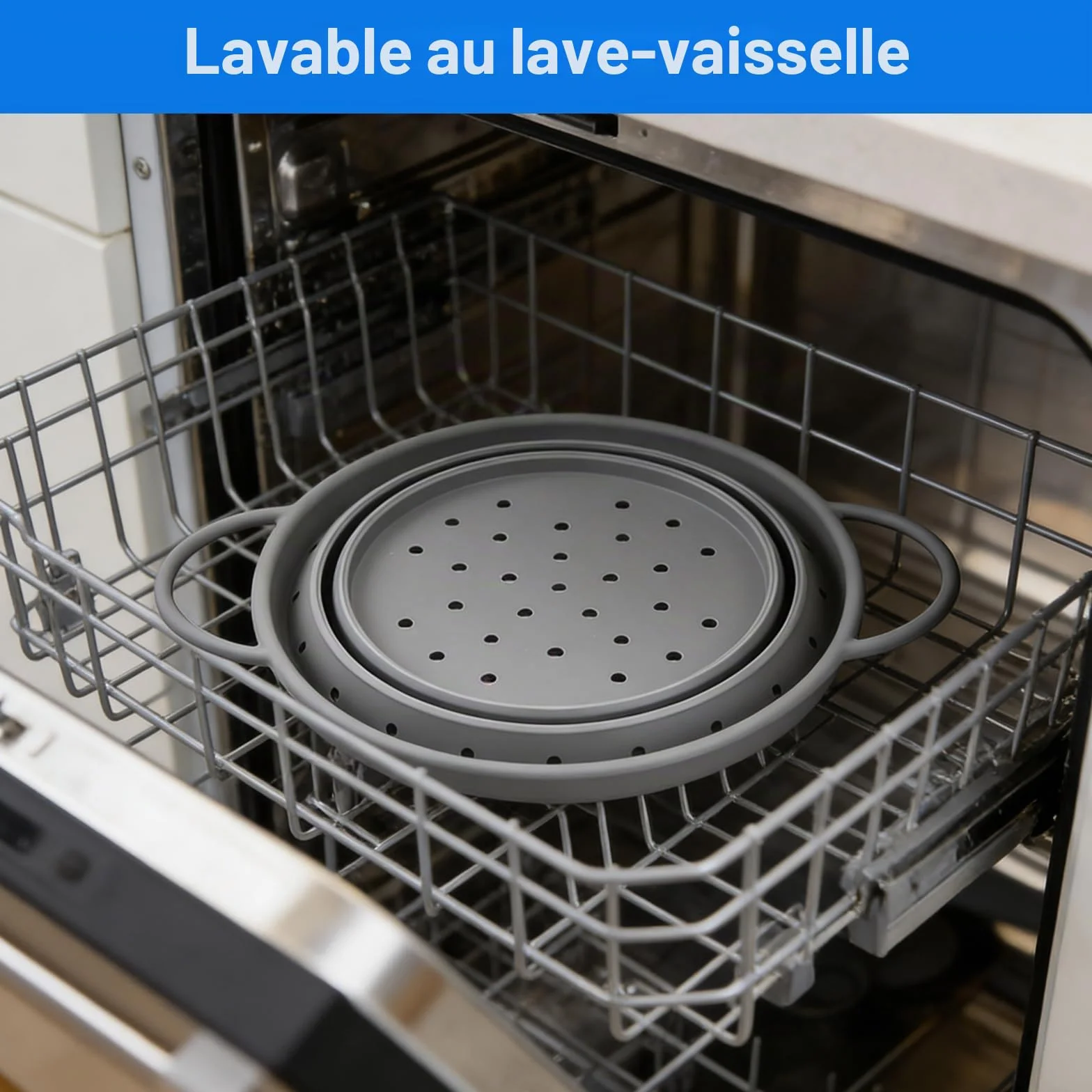 Passoire Pliable en Silicone 28 cm Sans BPA Cuisine Camping Gris
