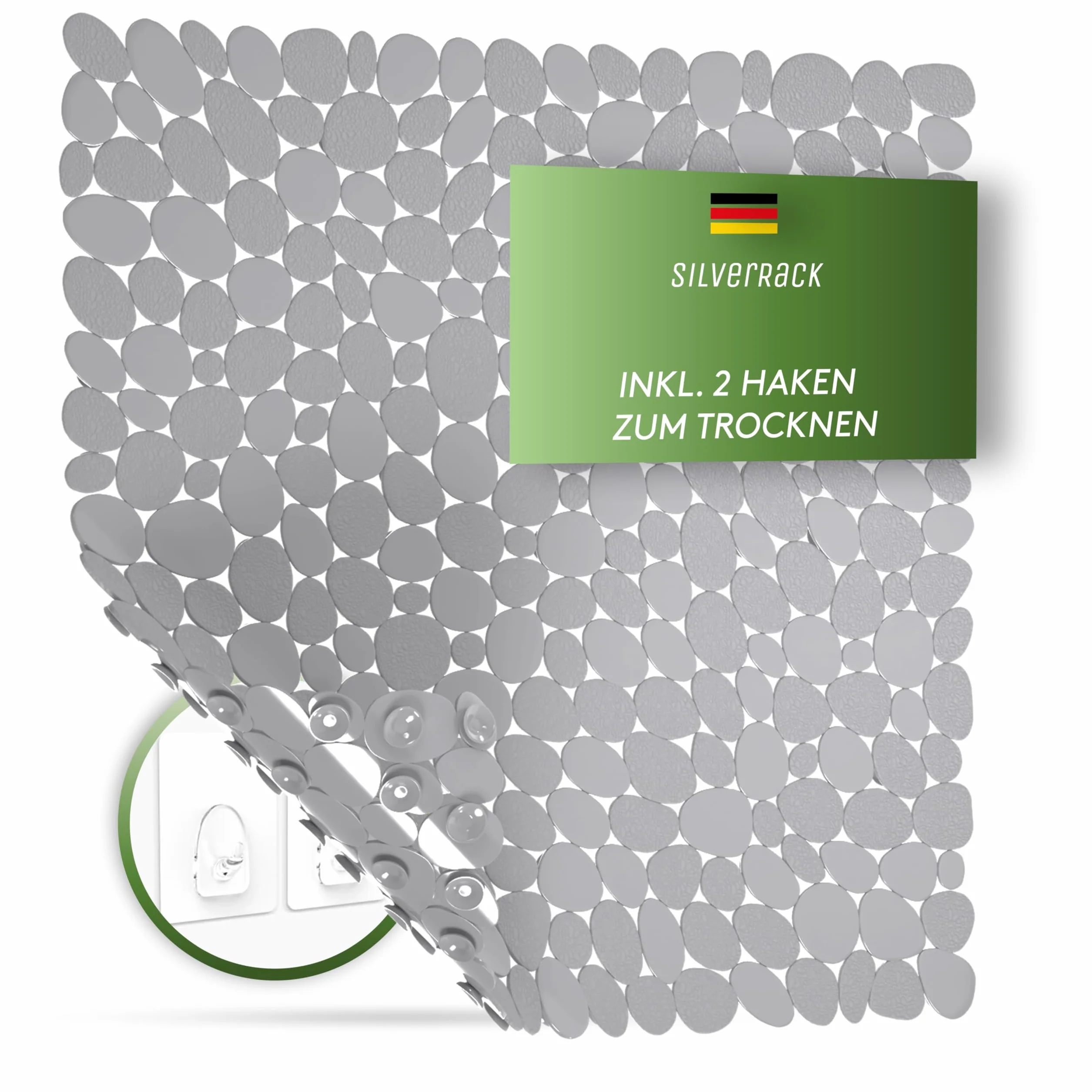 SilverRack DermaSensitivo Tapis de douche antidérapant 53 x cm gris sans BPA pour enfants bébés