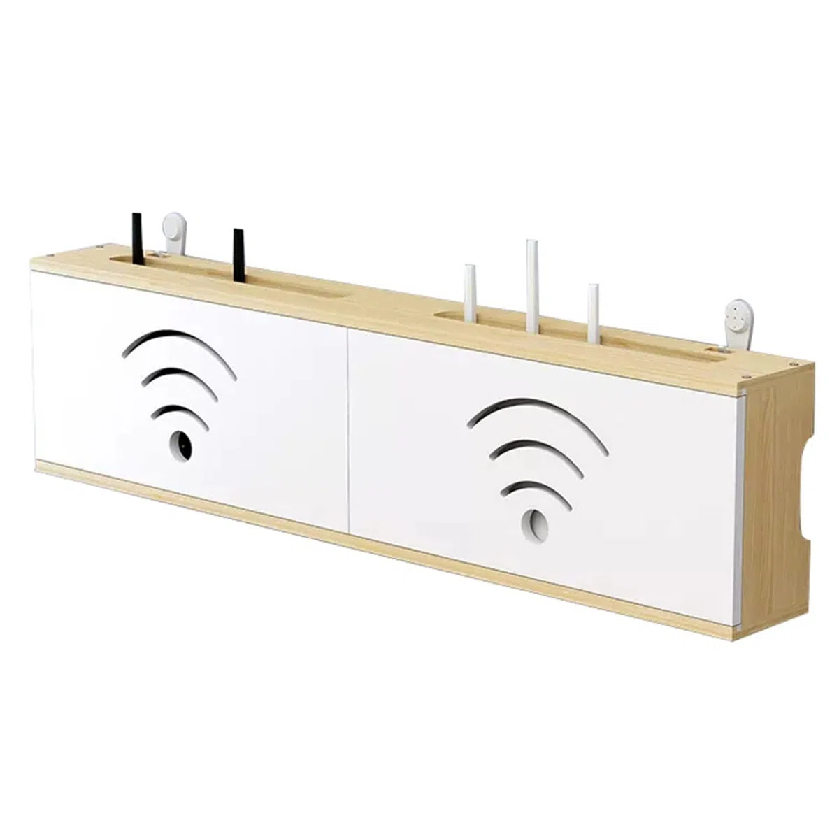 Étagère murale sans fil pour routeur nizer – Sto flottante pour salon, décodeur et couvercle de routeur, étagère multifonction en noyer H (60 cm)