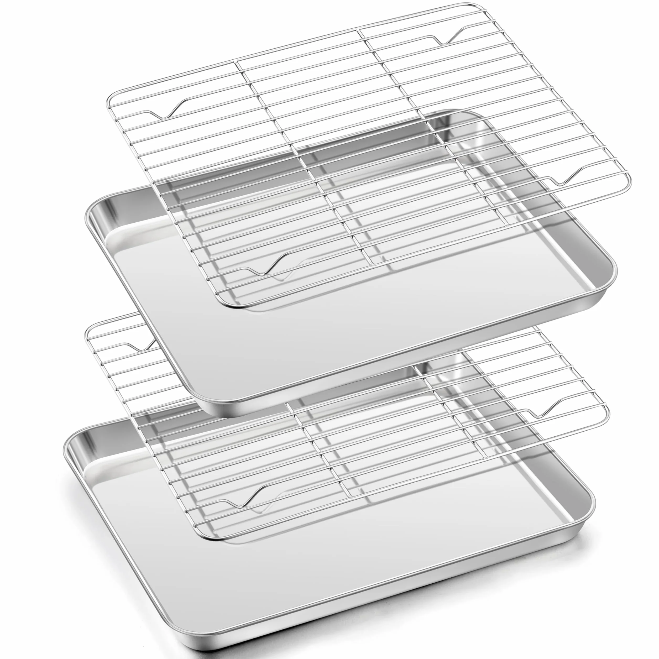 Herogo Plaque de cuisson en acier inoxydable avec grille, set de 2 plaques et 2 grilles