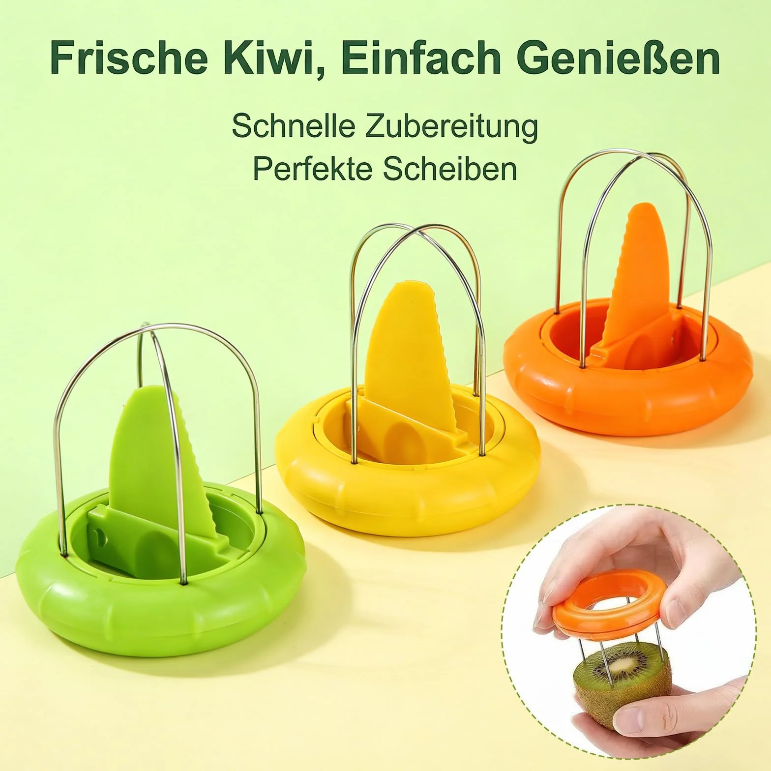 Lot de 3 éplucheurs de kiwi coupe-kiwi en plastique - Mini coupe-fruits - Ustensiles de cuisine