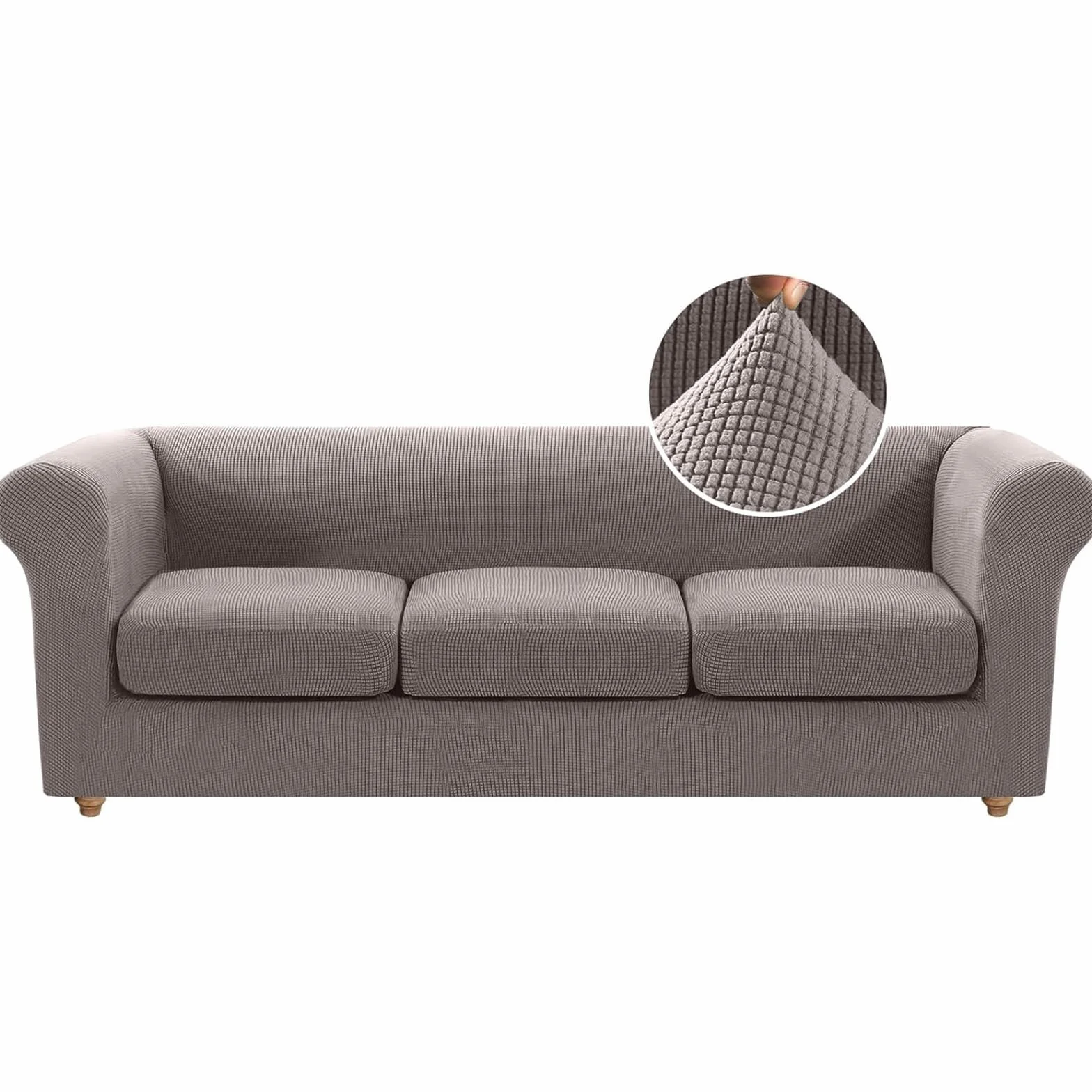 Housse de canapé Chesterfield Extensible avec Housses de Coussin, Tissu Jacquard Plus épais, 3 Places