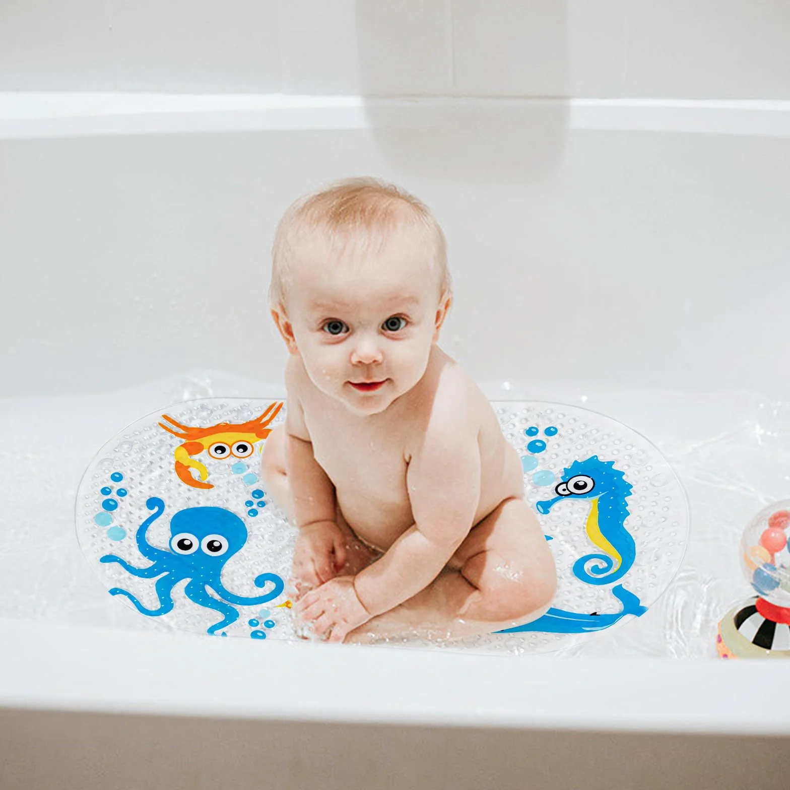 Tapis de Bain Bande Dessinée Antidérapant avec Ventouse 71x38cm Pieuvre