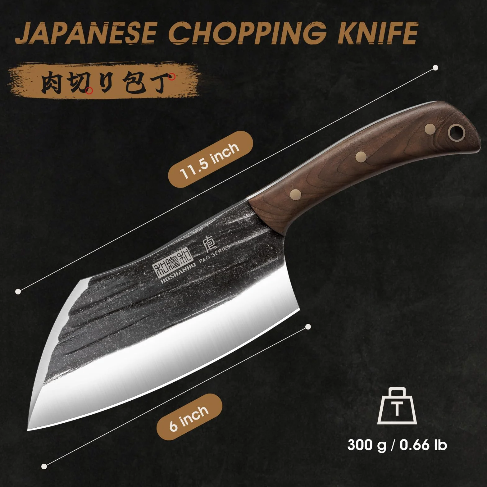 HOSHANHO Hachoir de 15,2 cm forgé à la main - Couteau de boucher pour viande, cuisine et camping