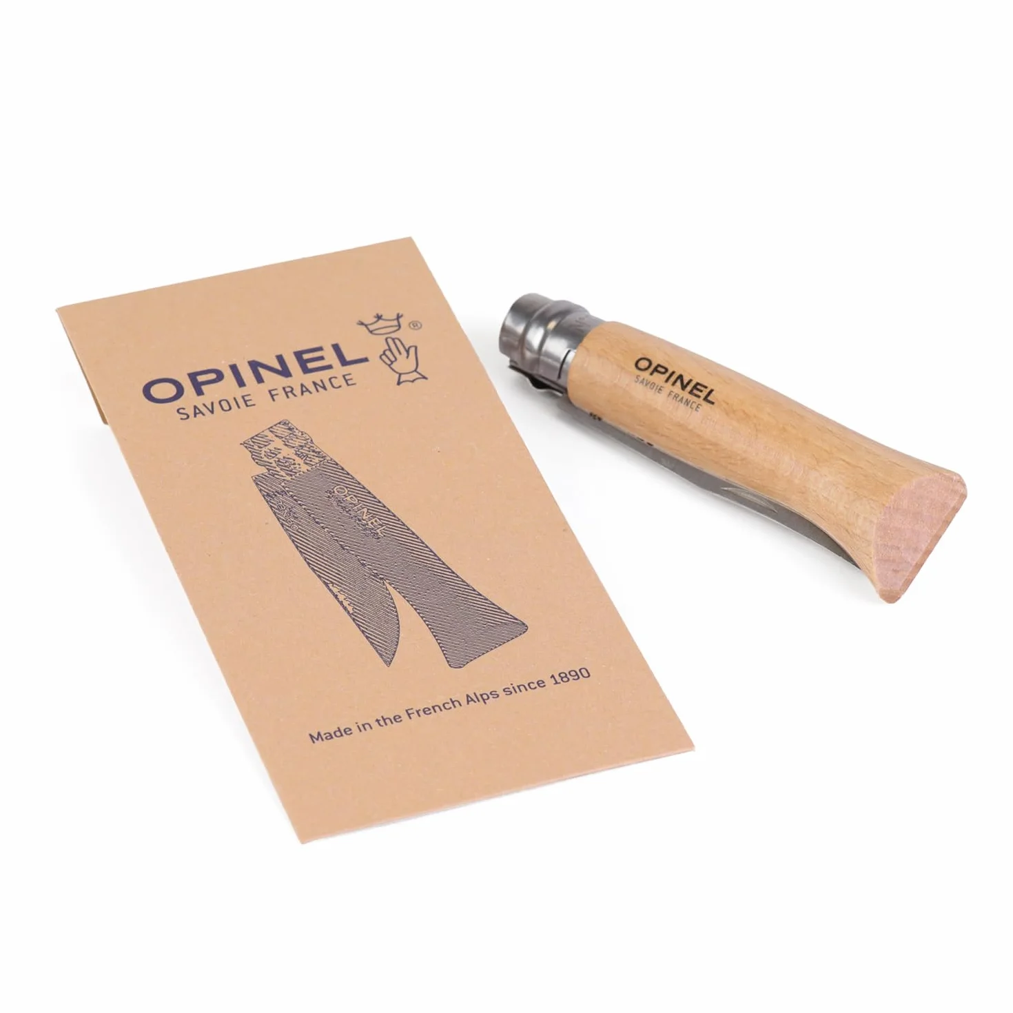 OPINEL Couteau N°9 Lame 9 cm Acier inoxydable Martensitique Manche hêtre Virobloc