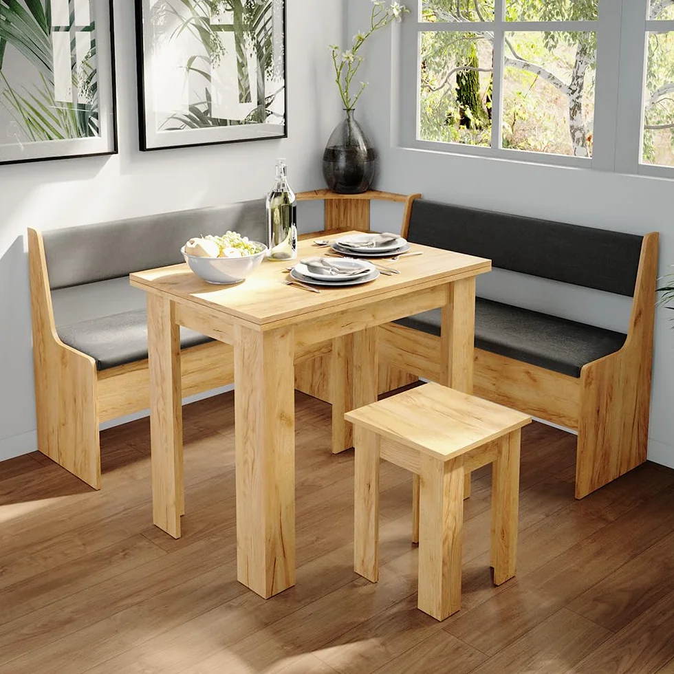 Vicco Groupe de banquettes d'angle Roman, Chêne de Force doré, 150x150cm avec Table