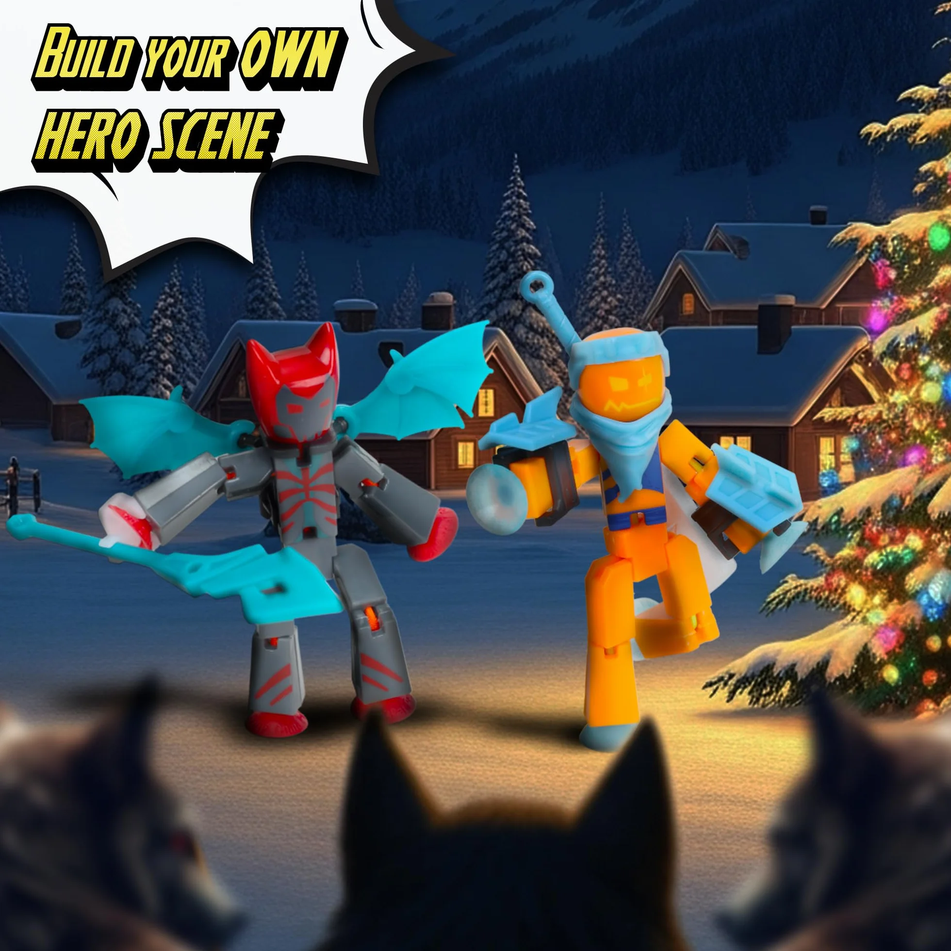 Zing Calendrier de l'Avent Stikbot Figurines à collectionner Hero Save Christmas avec Stikbots exclusifs