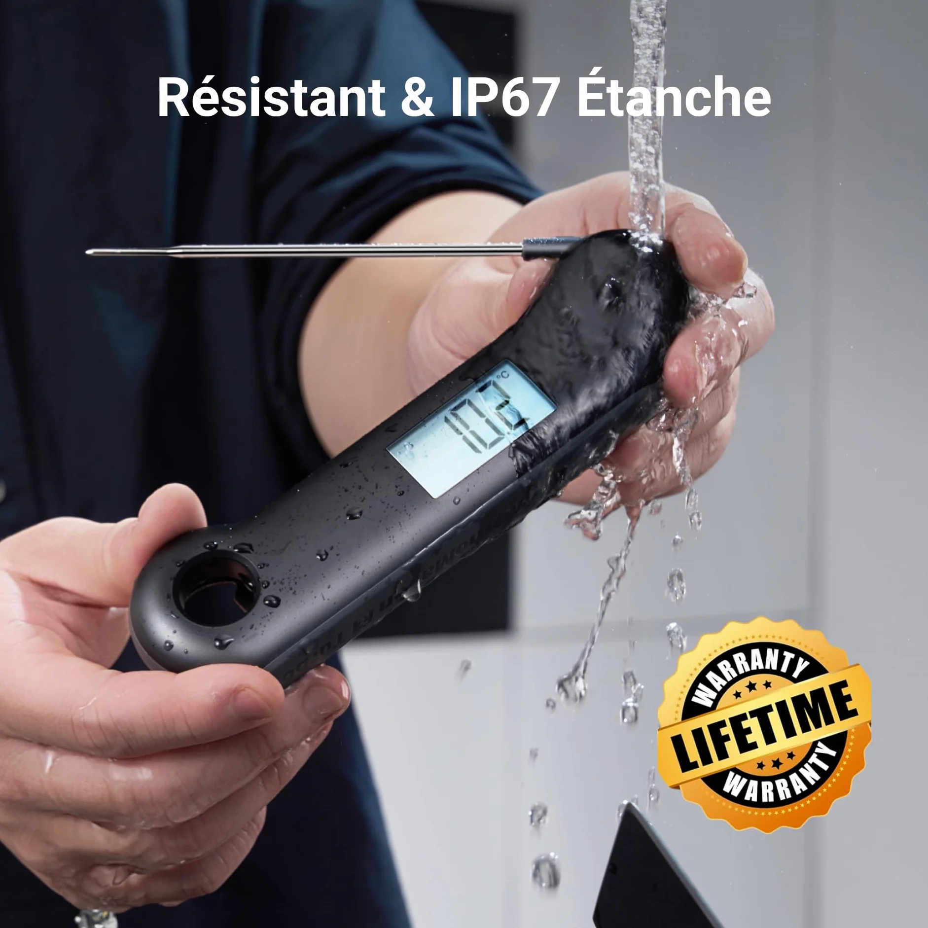 ThermoMaven F1 Turbo Thermomètre de Cuisine Numérique, 0,5s Lecture Instantanée, Précision ±0,3°C, Étanche IP67