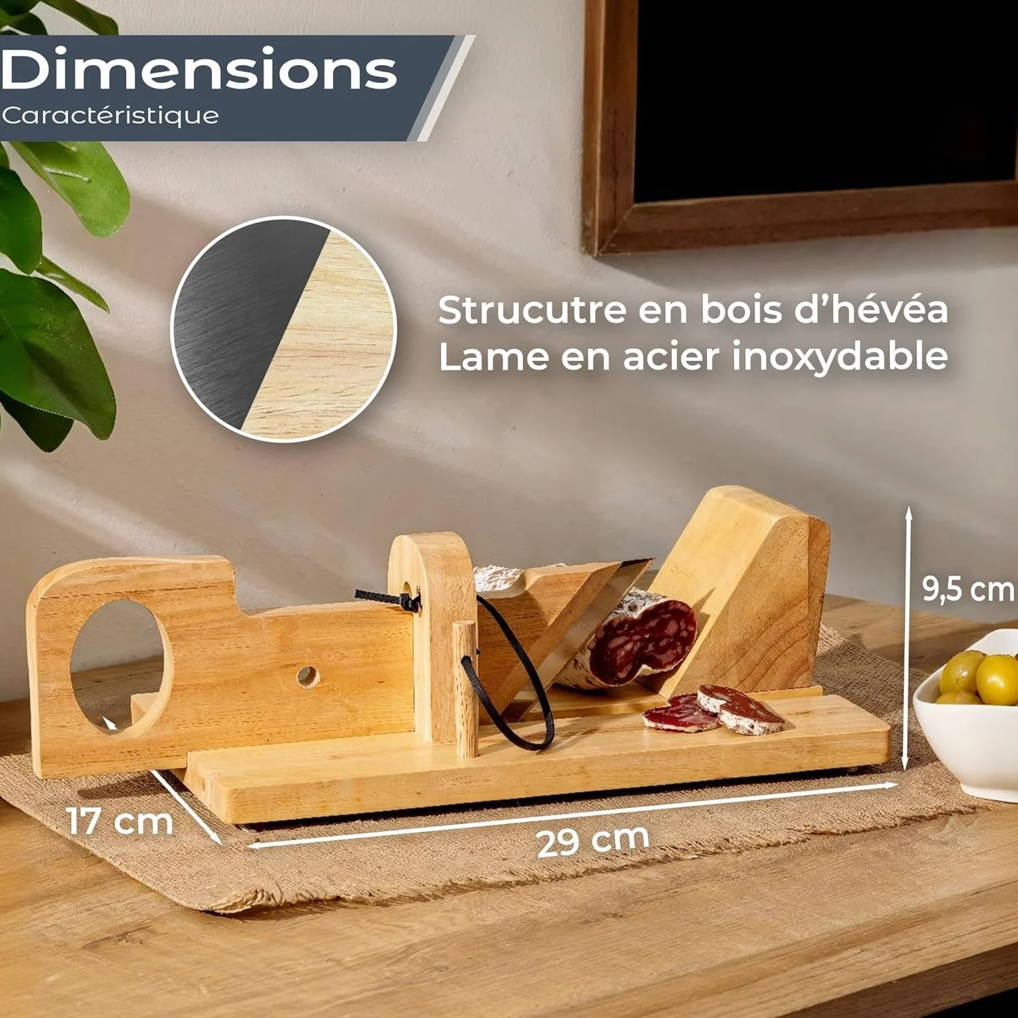 Guillotine Saucisson Personnalisé - Trancheuse Gravée avec Texte - Cadeau Papa Homme Noël Fête des Pères