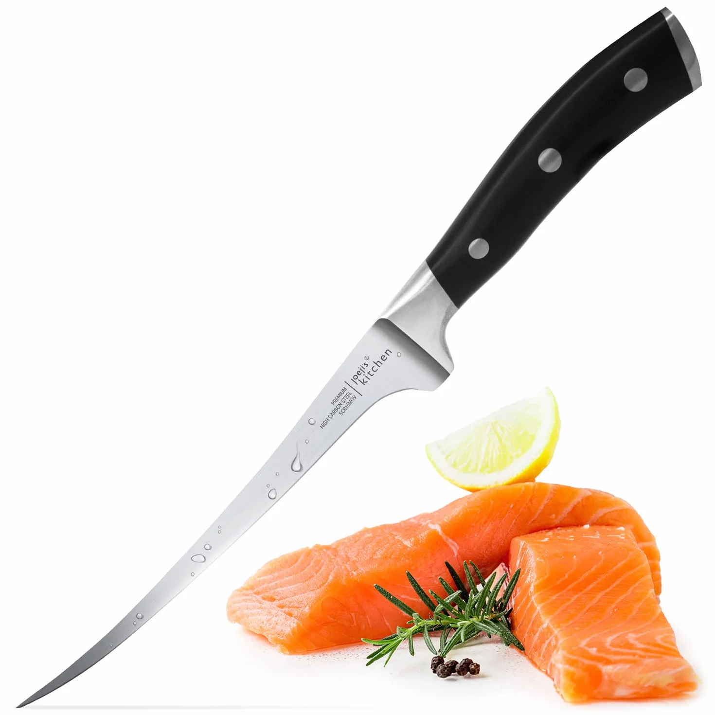 Couteau Filet Poisson Professionnel Acier Inoxydable 31 cm Noir