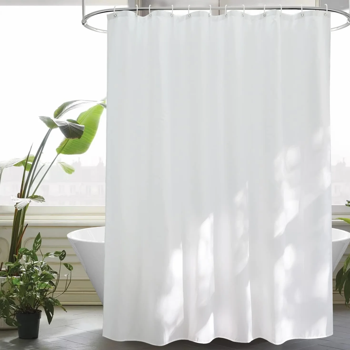 EurCross Rideau de douche 180x200 cm Blanc anti-moisissure imperméable lavable en machine