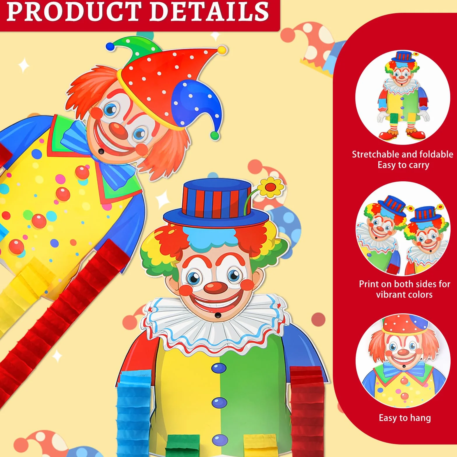 Mumjooyi Décoration de Clown Bannière Suspendue 2 Pièces pour Carnaval Mardi Gras