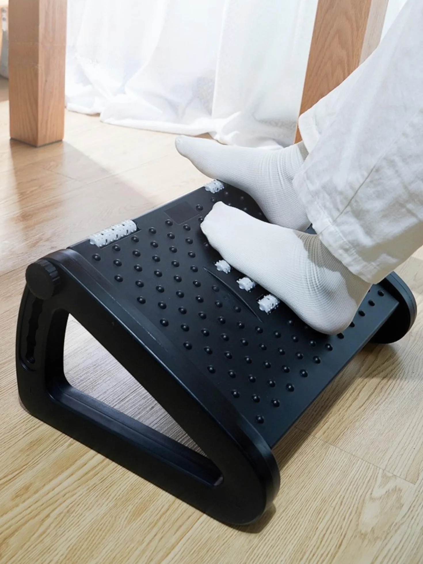 Repose-Pieds Ergonomique Réglable sous Bureau avec Fonction Massage Antidérapant