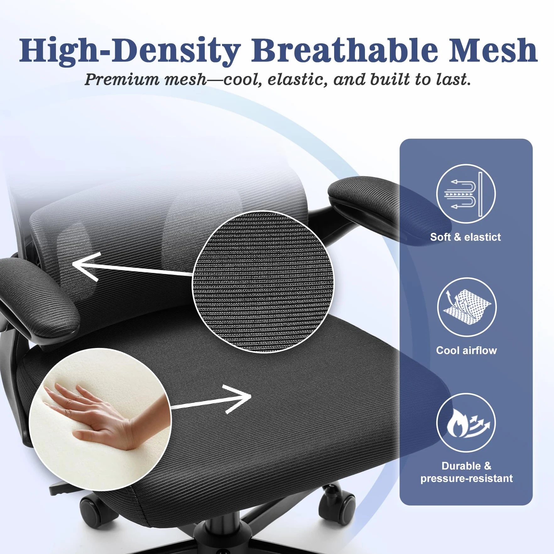 Magic Life Chaise de Bureau Ergonomique Coussin Rebondissant Haute Densité Confortable Respirante Travail Domicile Bureau Noir