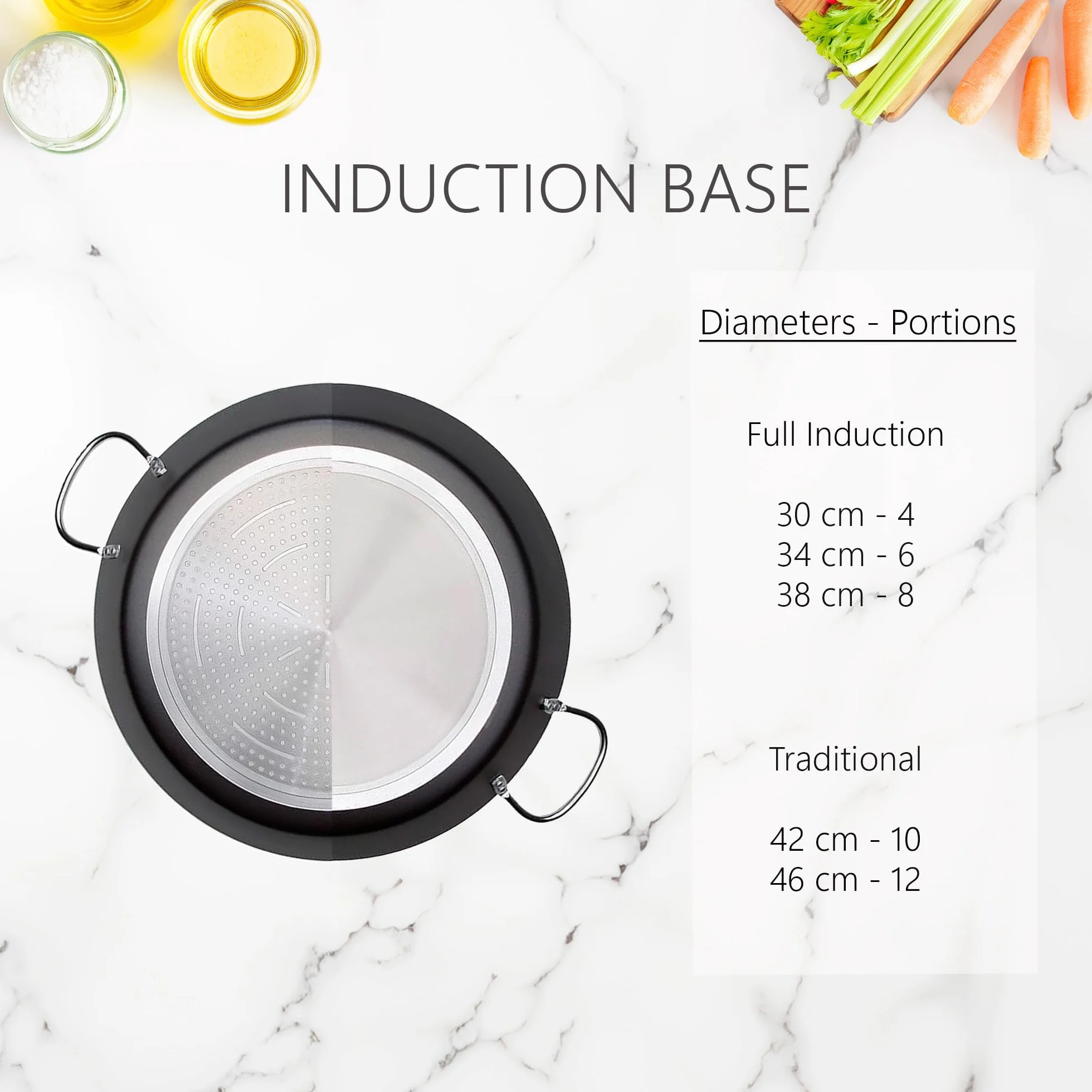 WECOOK! Poêle à paella induction 46 cm 12 portions Aluminium pressé Antiadhésif sans PFOA 3 mm