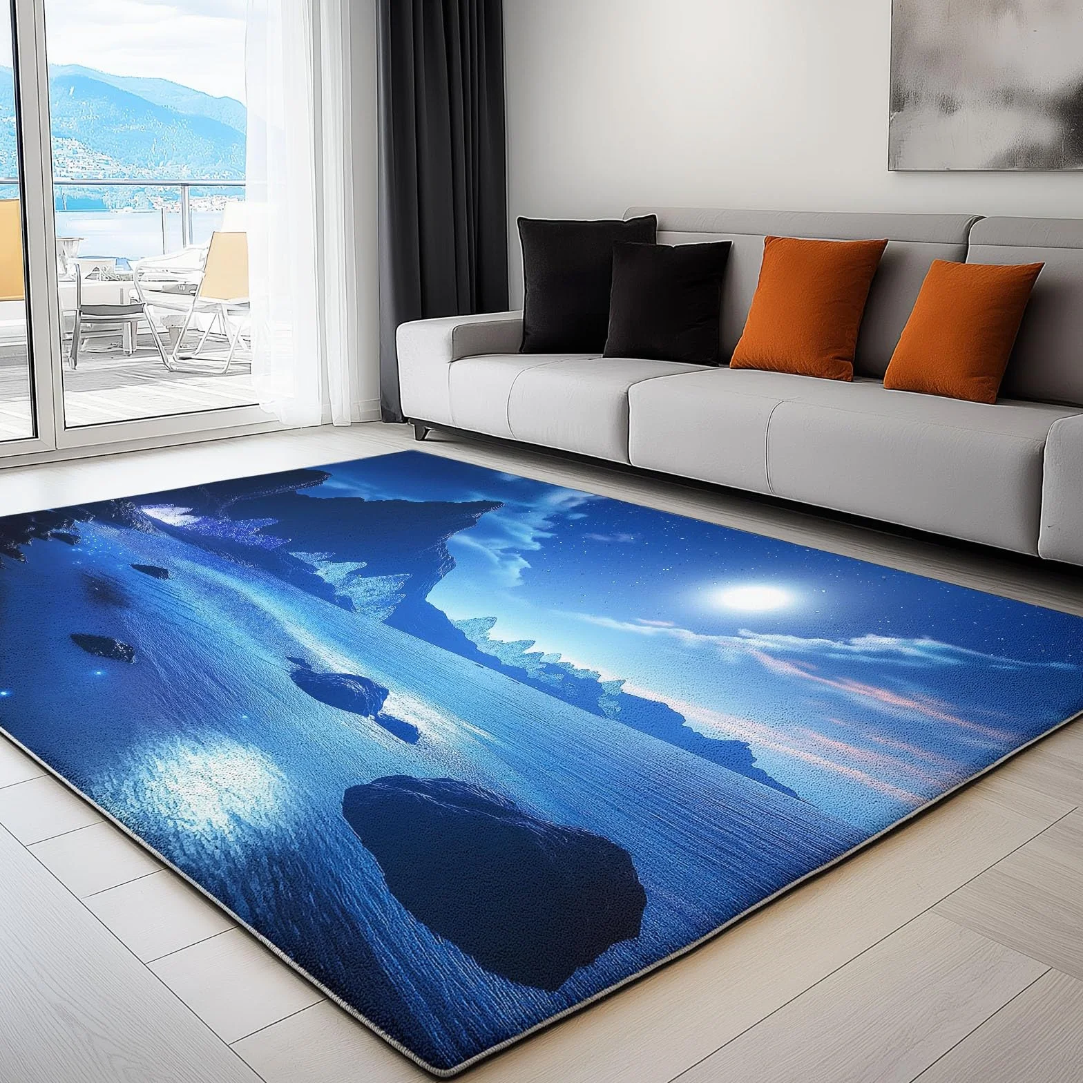 Tapis Salon Poil Court 80 x 150 cm Bleu Foncé Lavable en Machine Antidérapant