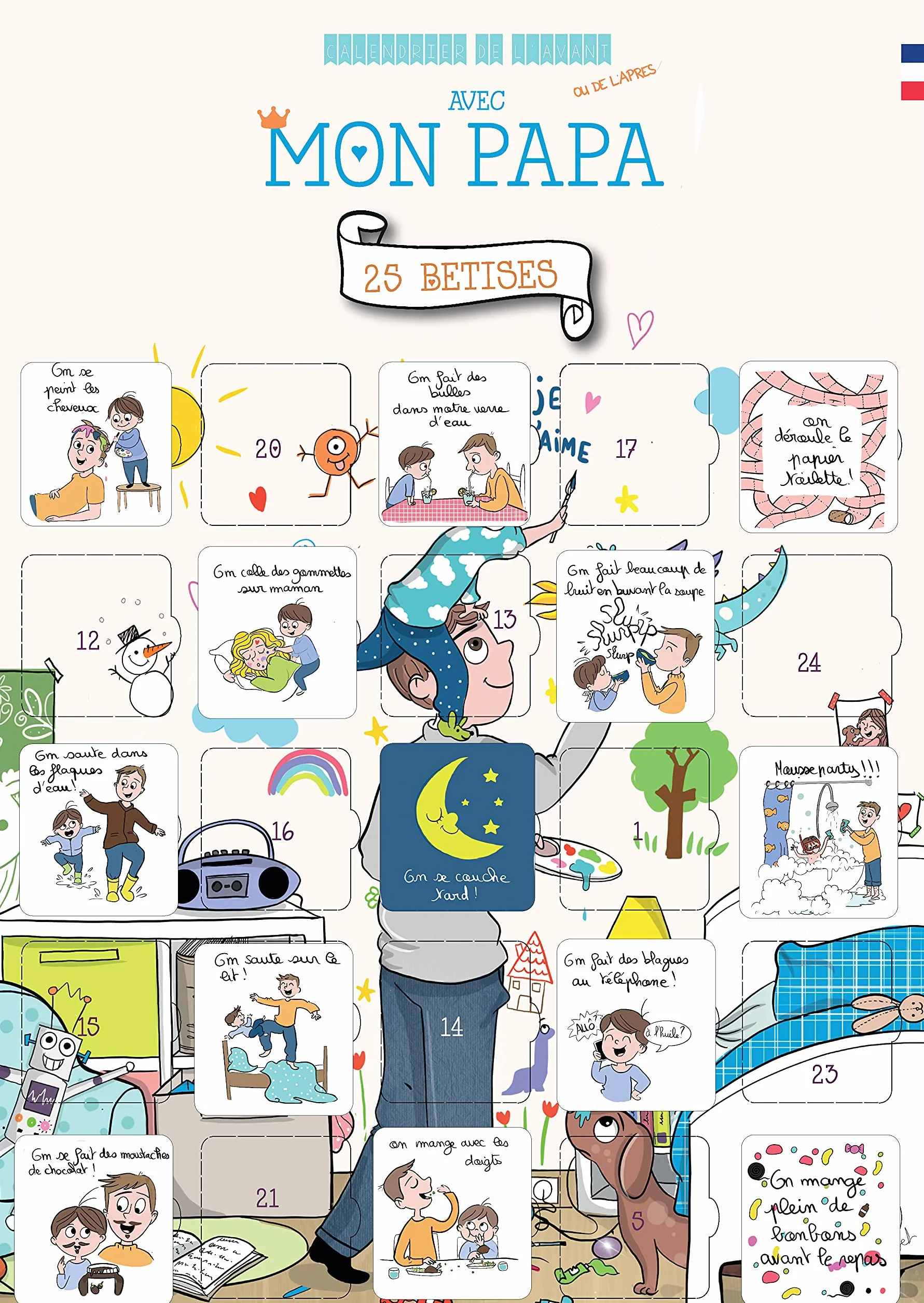 Calendrier de l'avant pour papa avec 25 bêtises père-fille ou père-fils - Premières fêtes des pères