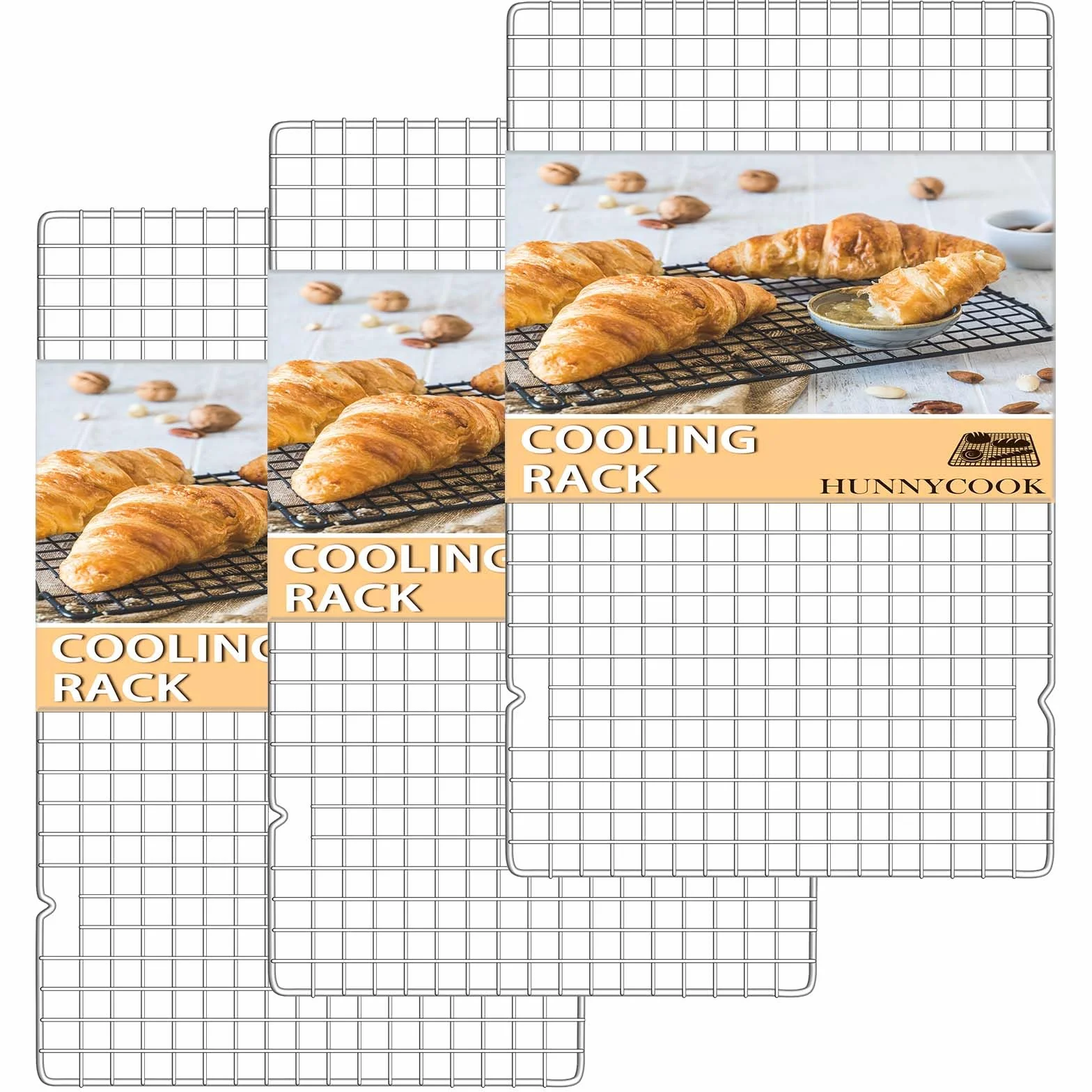 Set de 3 grilles de refroidissement en acier inoxydable 40,2 cm x 25 cm
