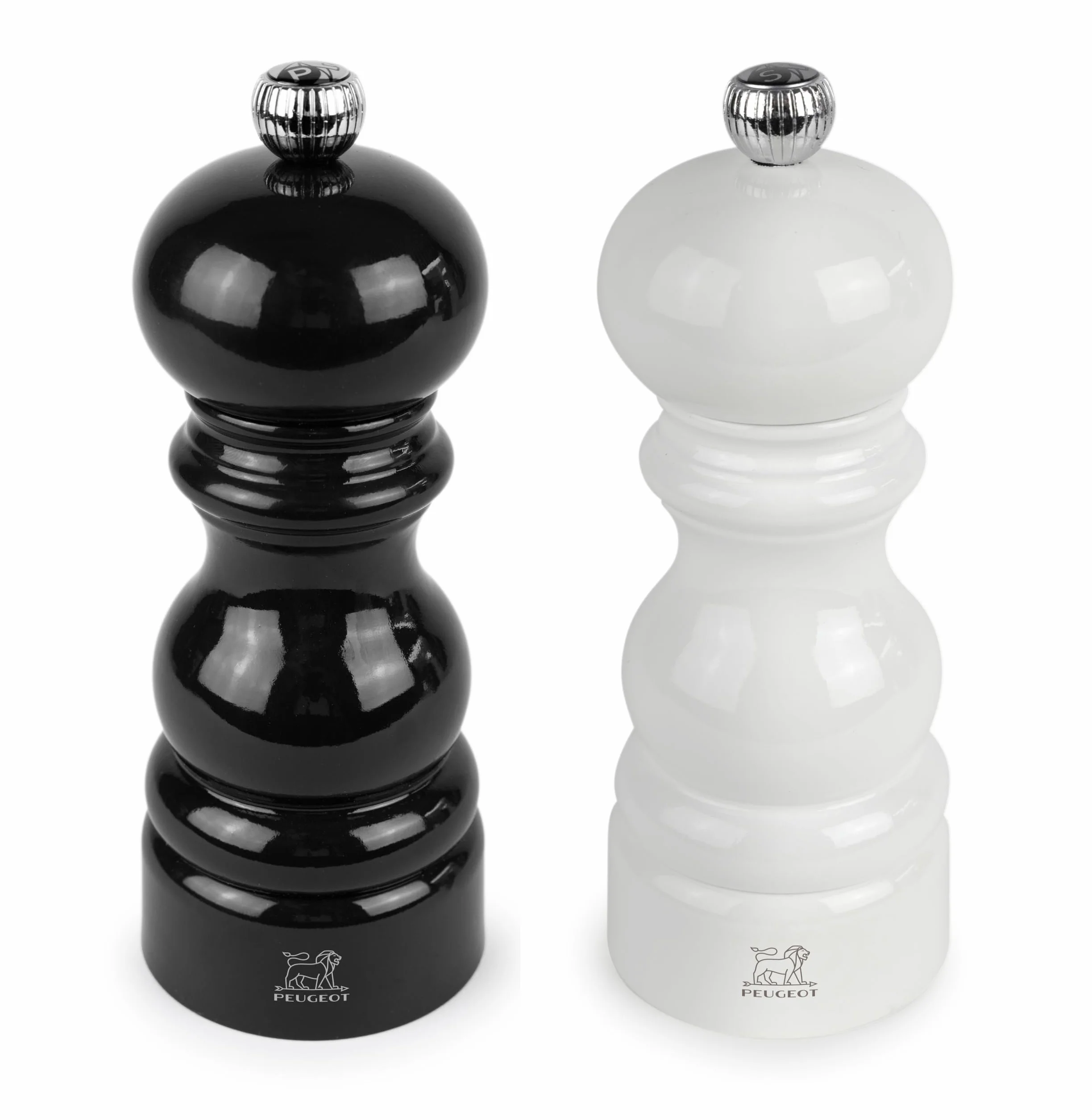 PEUGEOT Duo Paris Moulin à Poivre et Sel 15 cm Bois Revalorisé Noir Blanc