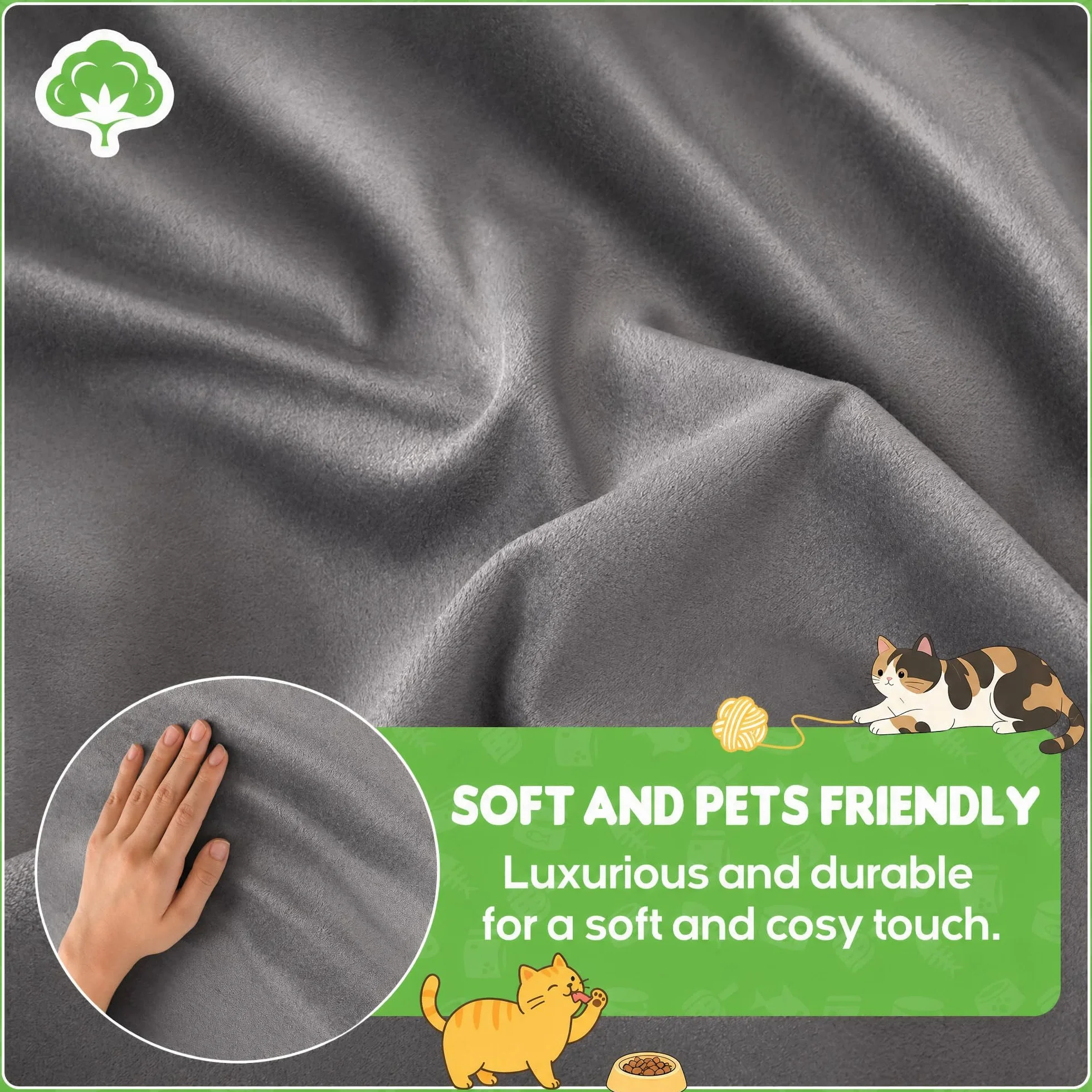 Loiion Protection Canapé Chat Anti Griffe Couvre Canapé 3 Place Impermeable Antidérapante Gris 340x180cm