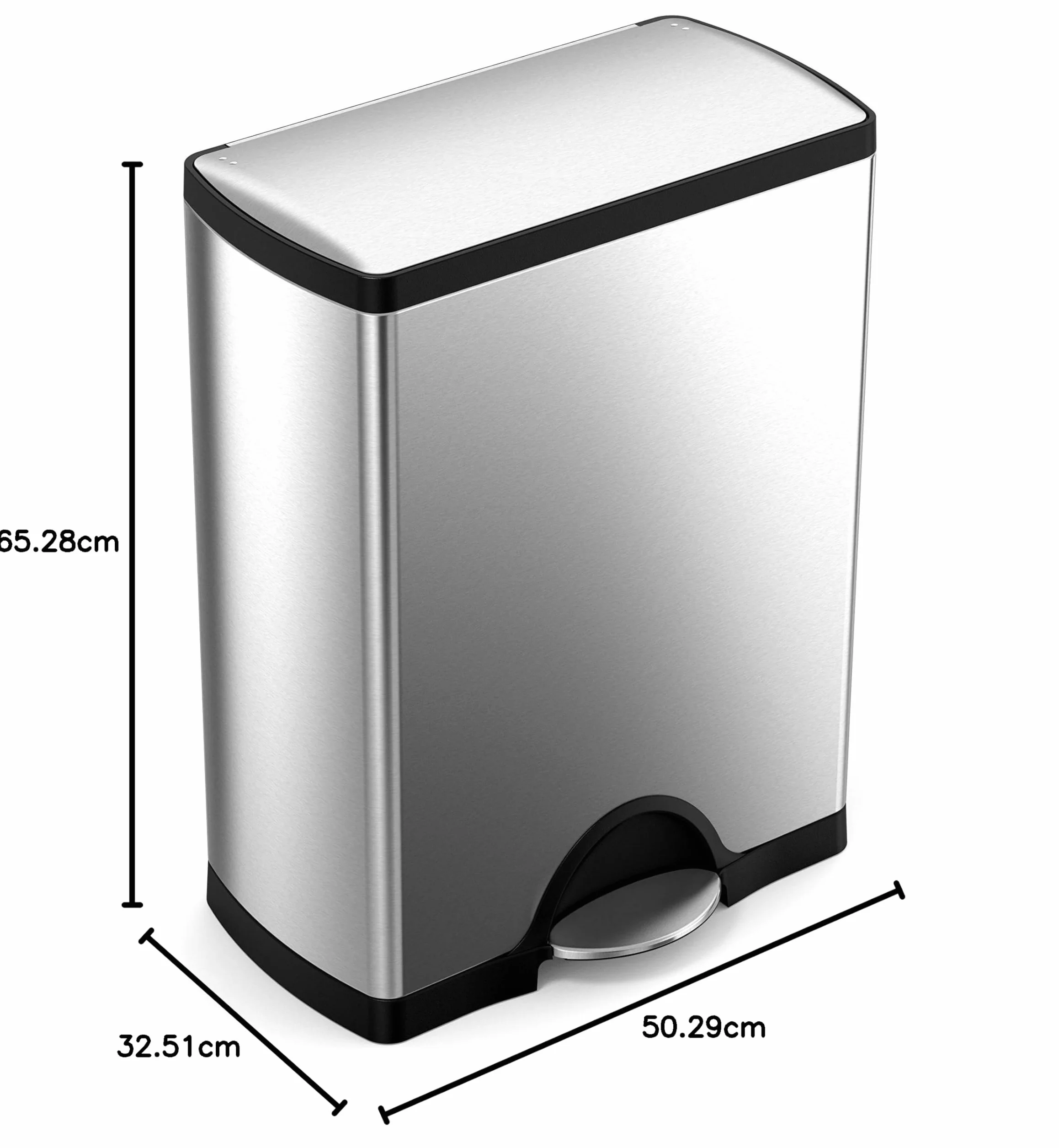 Simplehuman CW1816 poubelle rectangulaire à pédale acier inoxydable brossé 50 litres
