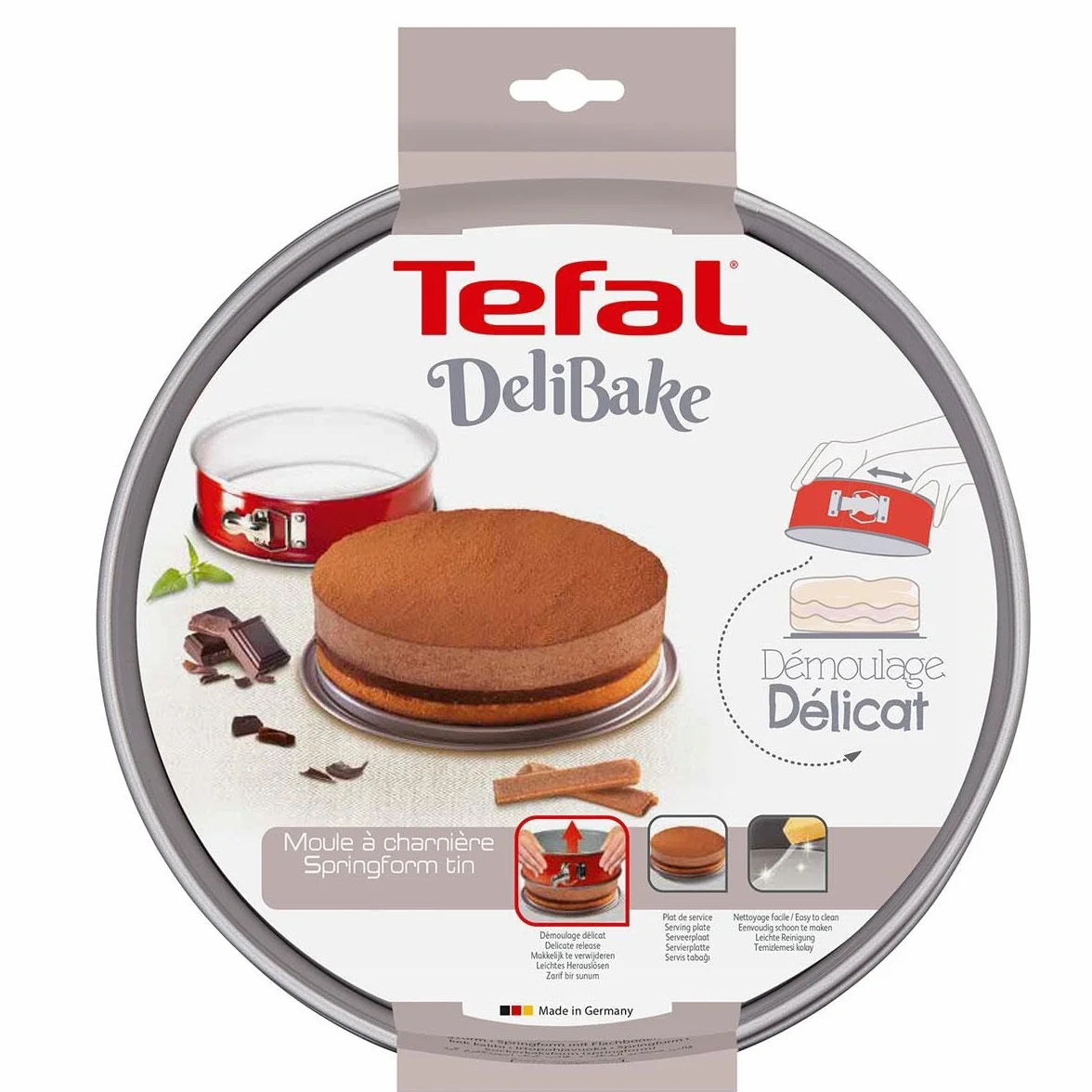 Tefal Delibake Moule A Charnière 23 cm Acier Rouge Carbone