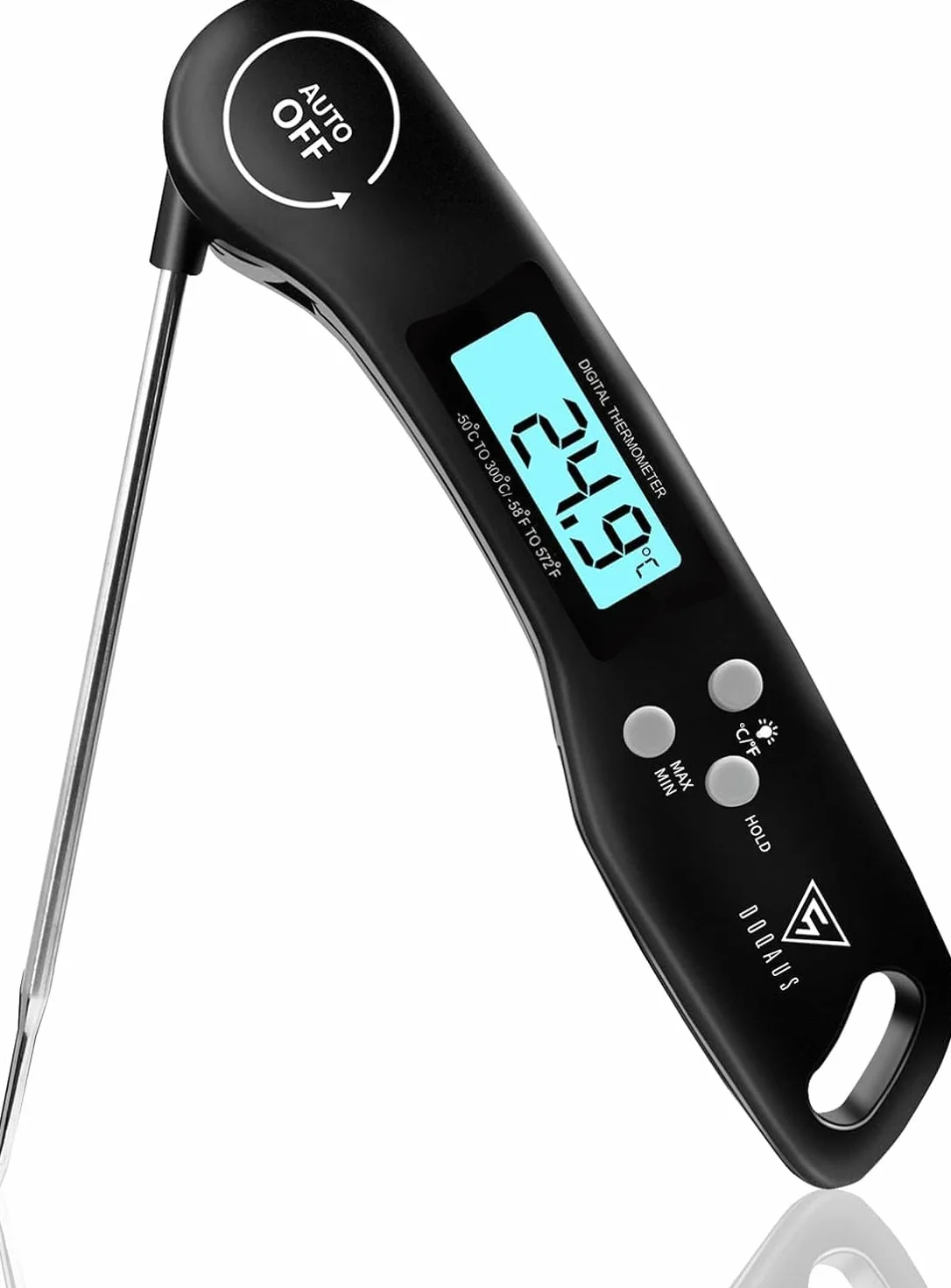 DOQAUS Thermometre Cuisine 3s Lecture instantané Thermomètre viande Écran LCD Auto On/Off Sonde Pliable Cuisson BBQ
