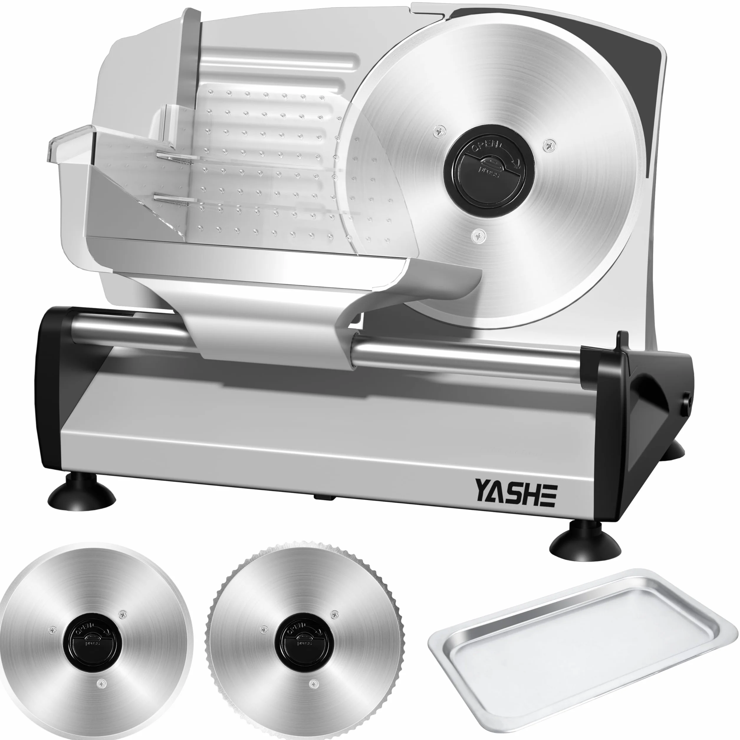 YASHE Trancheuse Électrique 200W Lames Acier Inoxydable 19CM Épaisseur Réglable 0-15mm