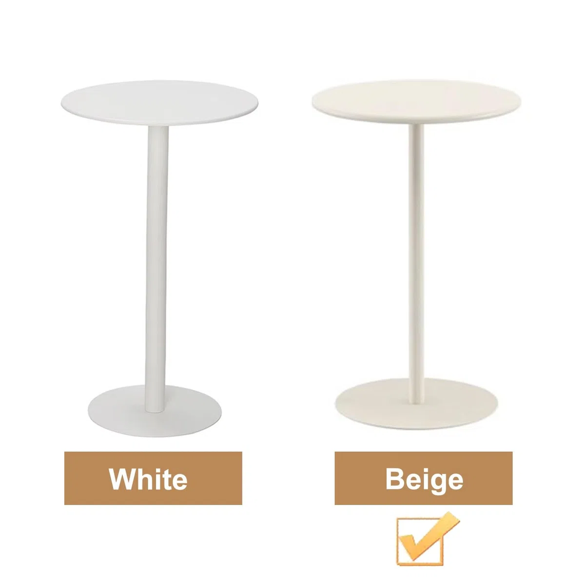 Table de bar d'extérieur ronde avec base en métal pour pub bistrot Hauteur comptoir Beige 70 x 70 x 104 cm