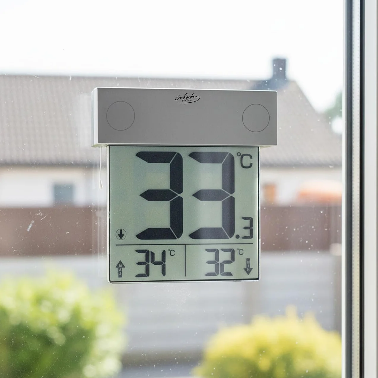 Infactory Thermomètre numérique solaire pour fenêtre