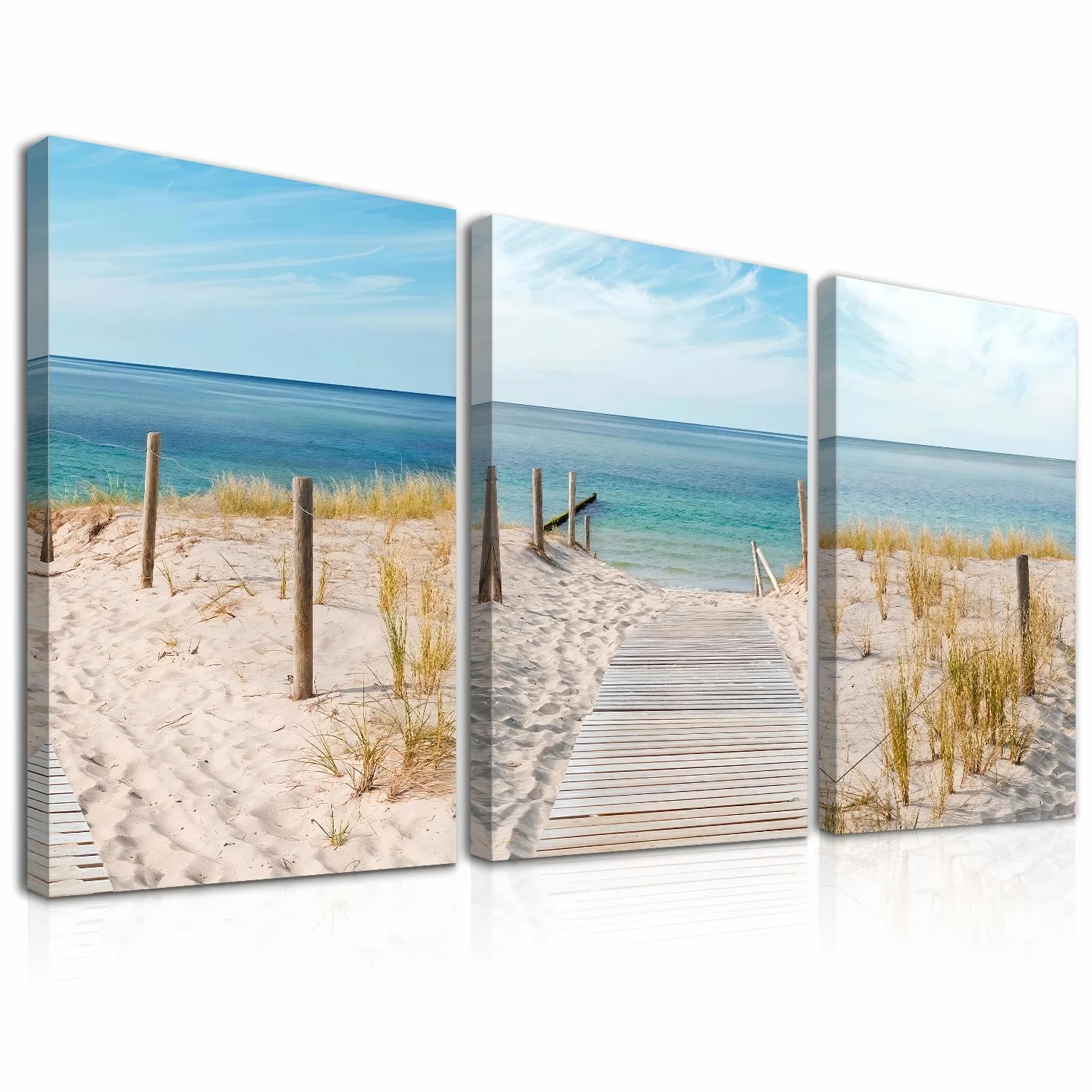 Dazzlewall Plage Murale Art Affiche 3 Pcs Ciel Bleu Mer Côte 12x16 in