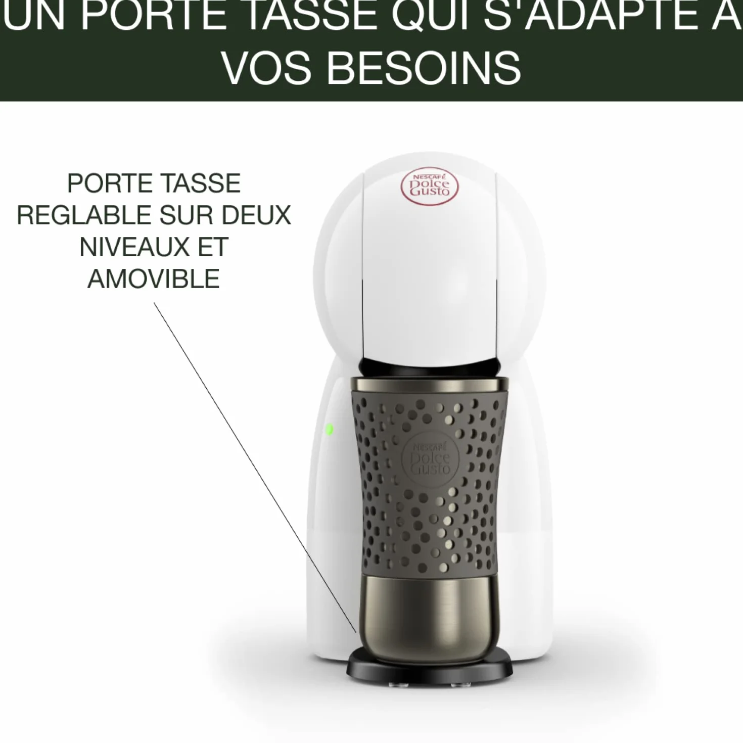 Nescafé Dolce Gusto Krups Machine à café Piccolo XS KP1A3110, 15 bars, Multi-boissons, Arrêt automatique