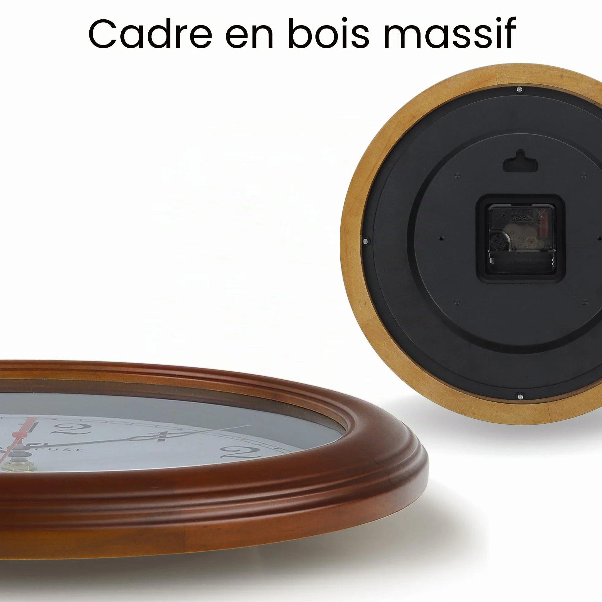 Lafocuse Horloge Murale Bois Massif Vintage 30cm Silencieuse Design Retro