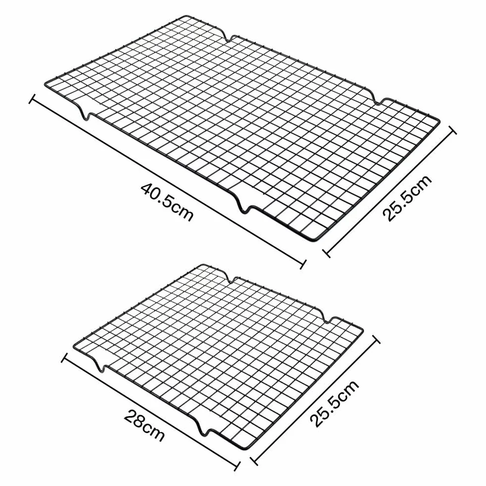 Grille de Refroidissement Pâtisserie 2 Pièces Rectangulaire Rack de Refroidissement Gâteau Noir