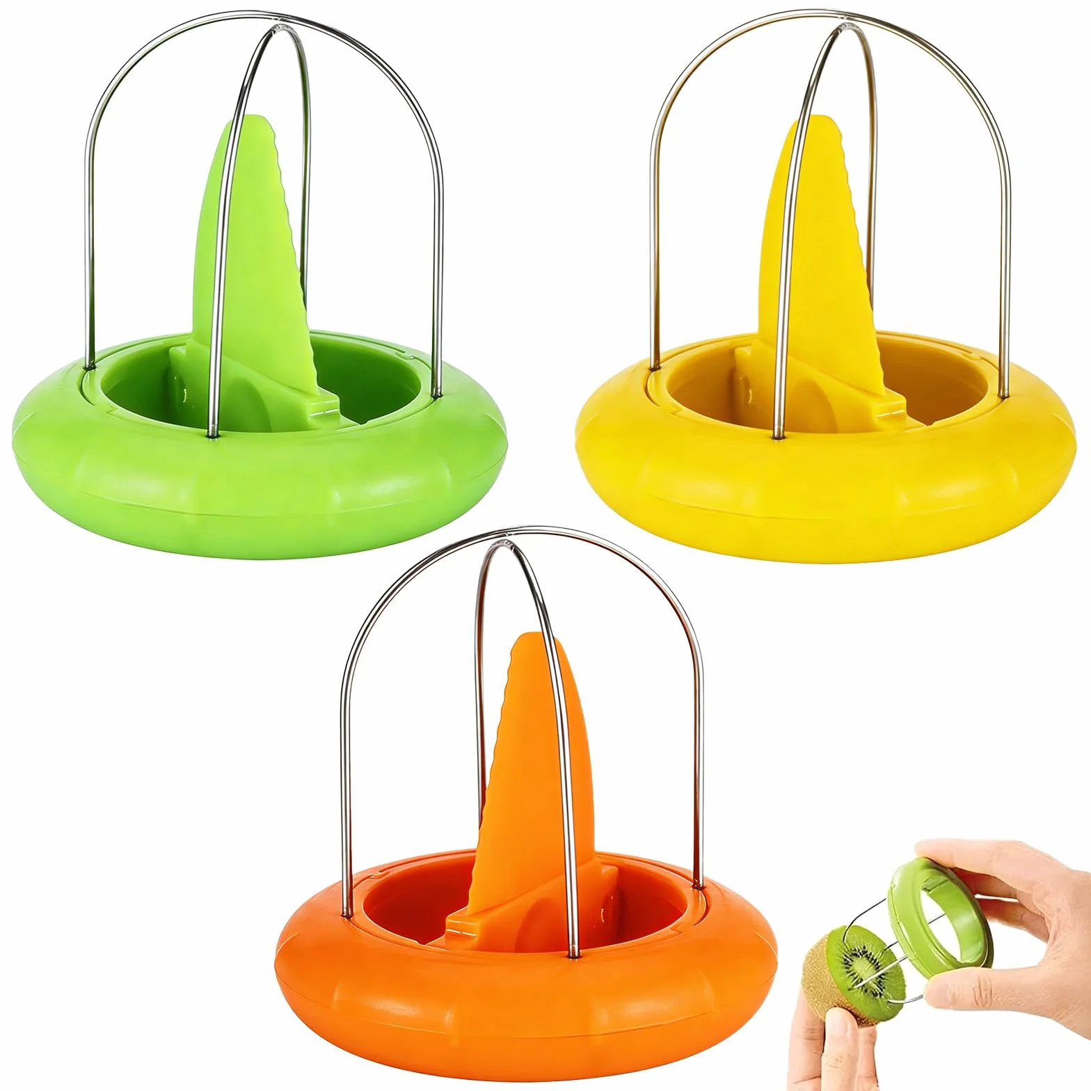 Lot de 3 éplucheurs de kiwi coupe-kiwi en plastique - Mini coupe-fruits - Ustensiles de cuisine