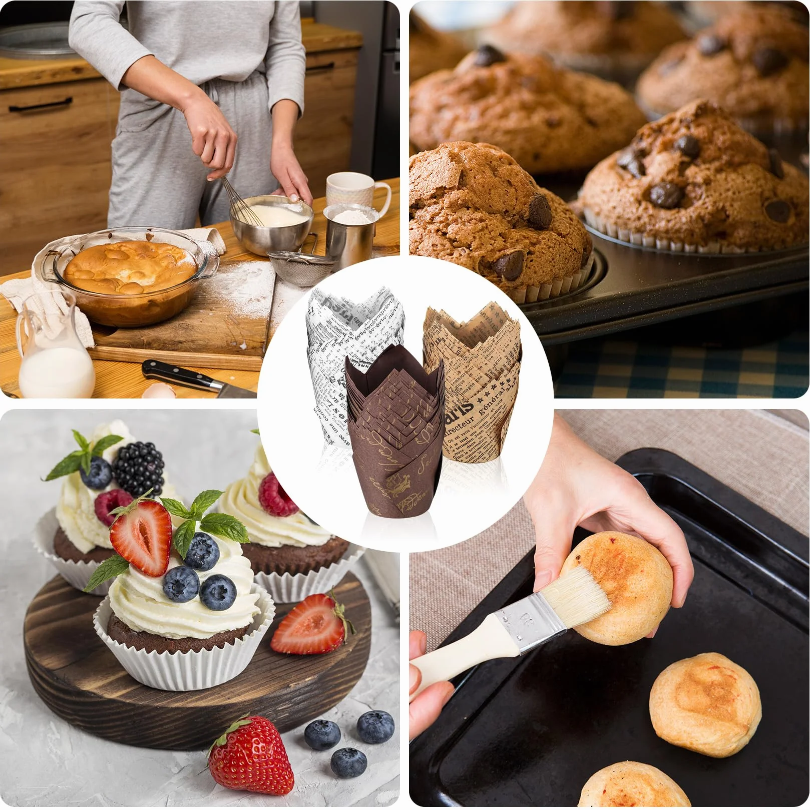 MYHongLe 150 caissettes en papier tulipe pour muffins cupcakes mariage anniversaire fête