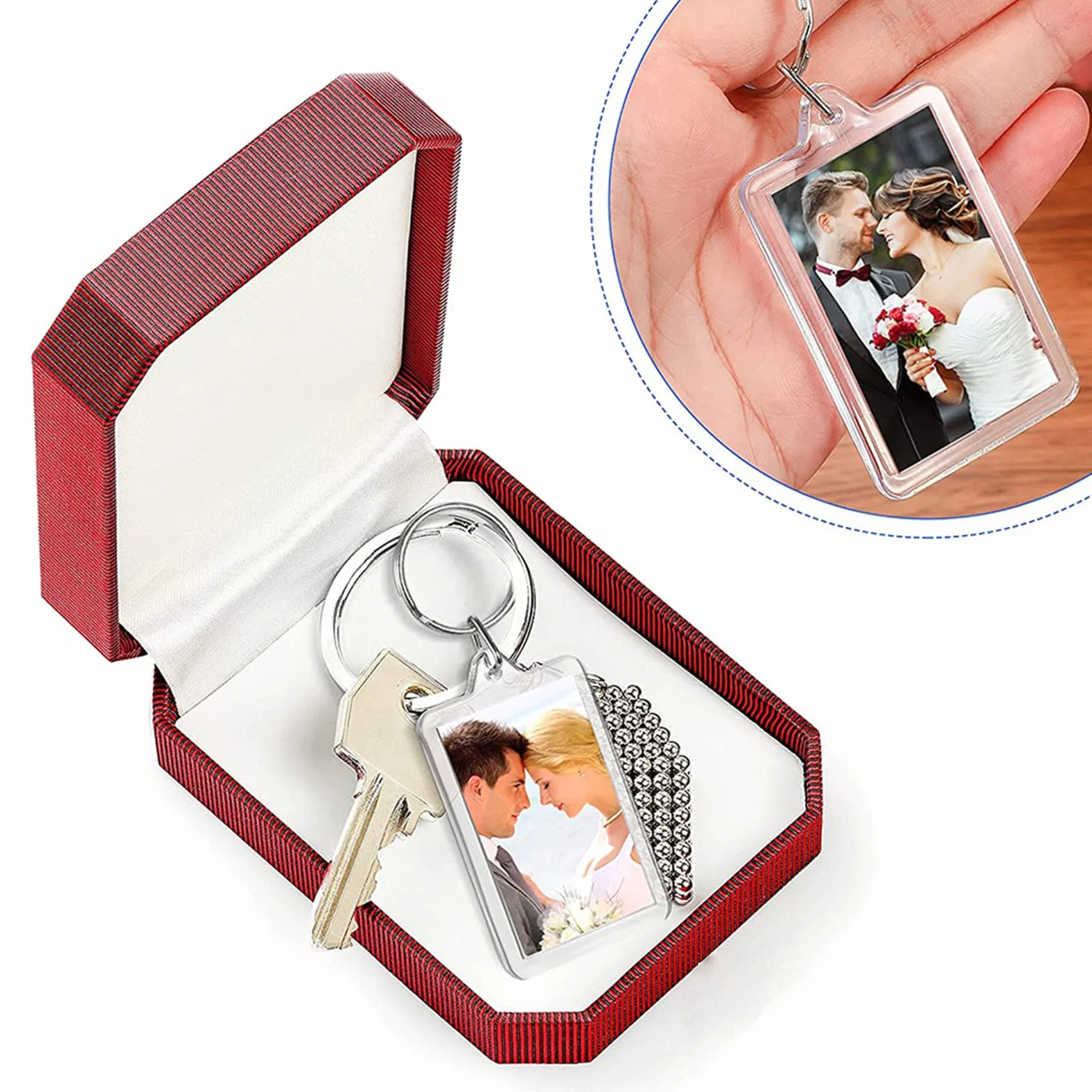 Porte-clés rectangle transparent avec cadre photo Morain