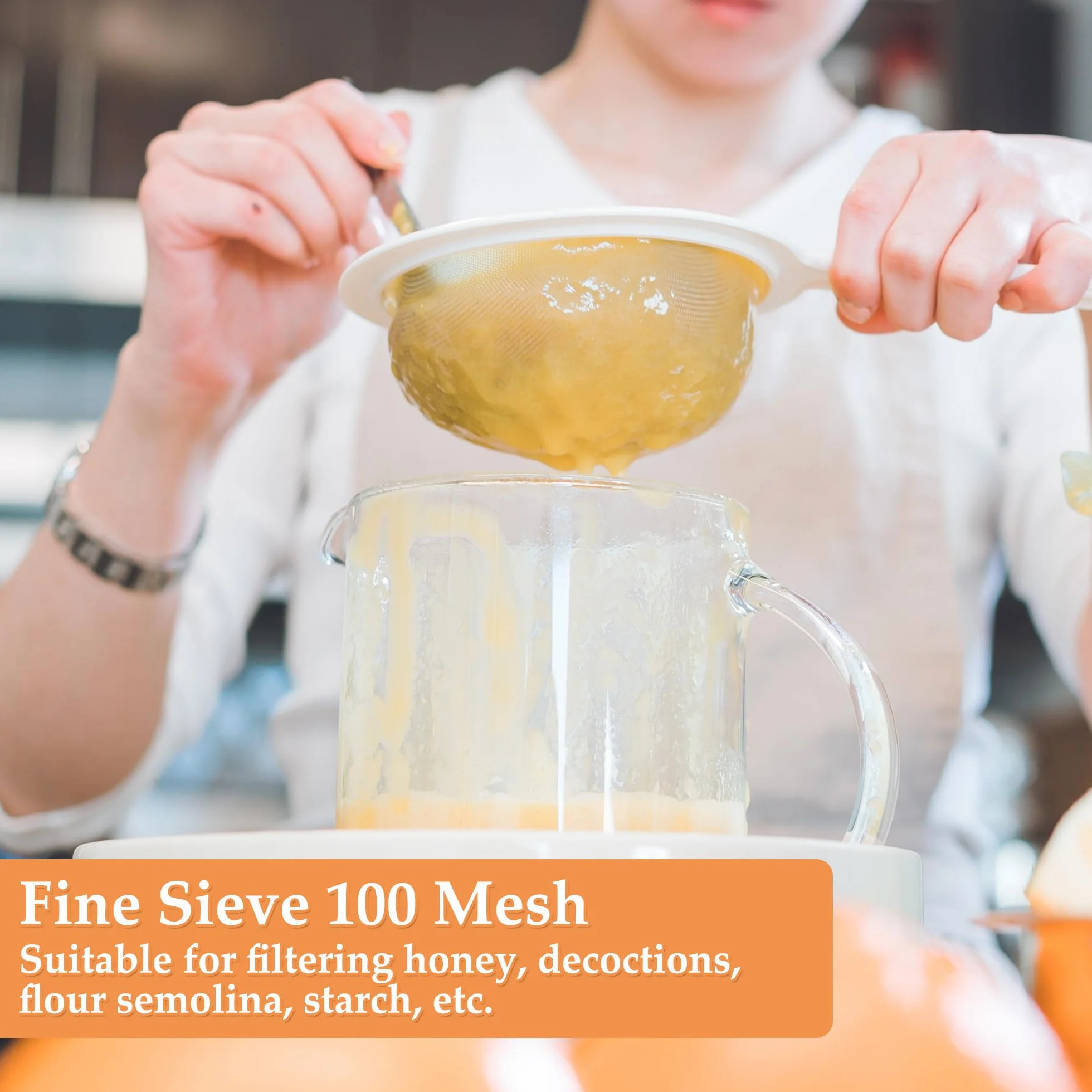 Tamis Fin Nylon 200 Mesh avec Poignée pour Cuisine Jus Lait Café